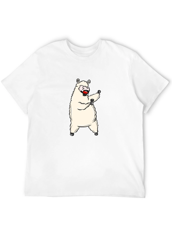 Funny Llama Graphic Tee - Black Cotton T-Shirt