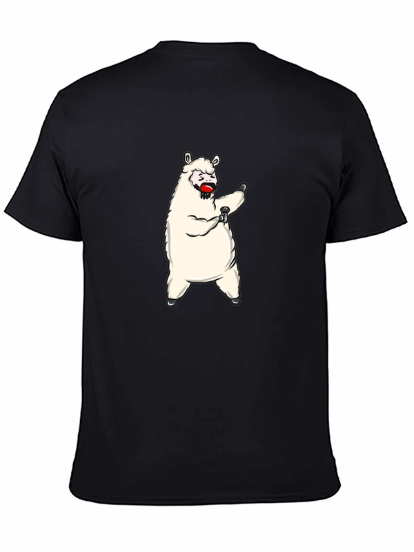Funny Llama Graphic Tee - Black Cotton T-Shirt
