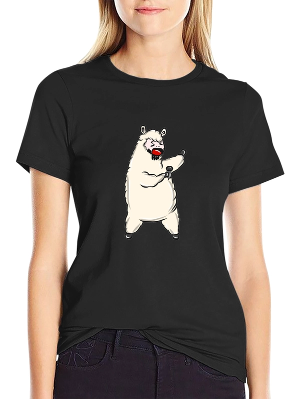 Funny Llama Graphic Tee - Black Cotton T-Shirt
