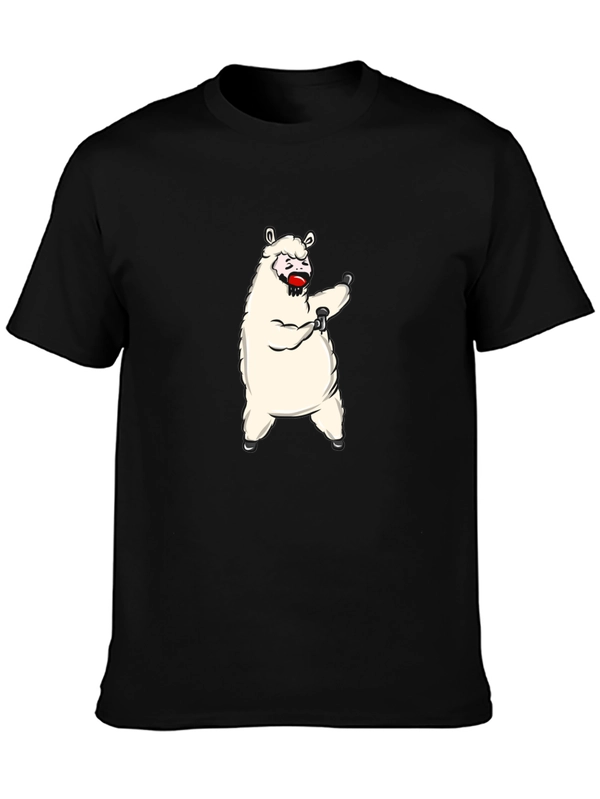 Funny Llama Graphic Tee - Black Cotton T-Shirt