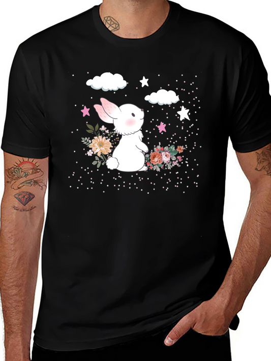 Cute Bunny Floral Graphic T-Shirt