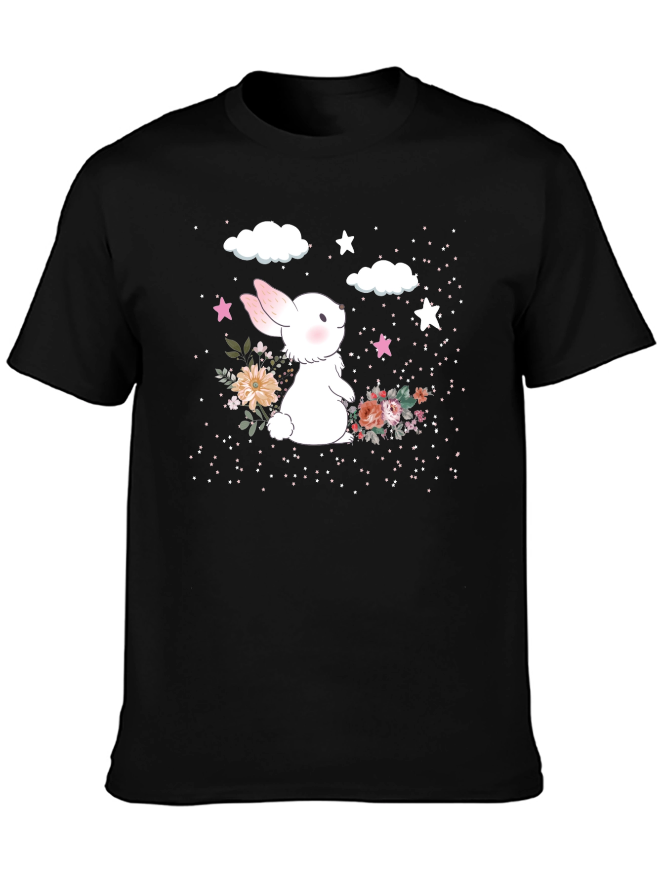 Cute Bunny Floral Graphic T-Shirt