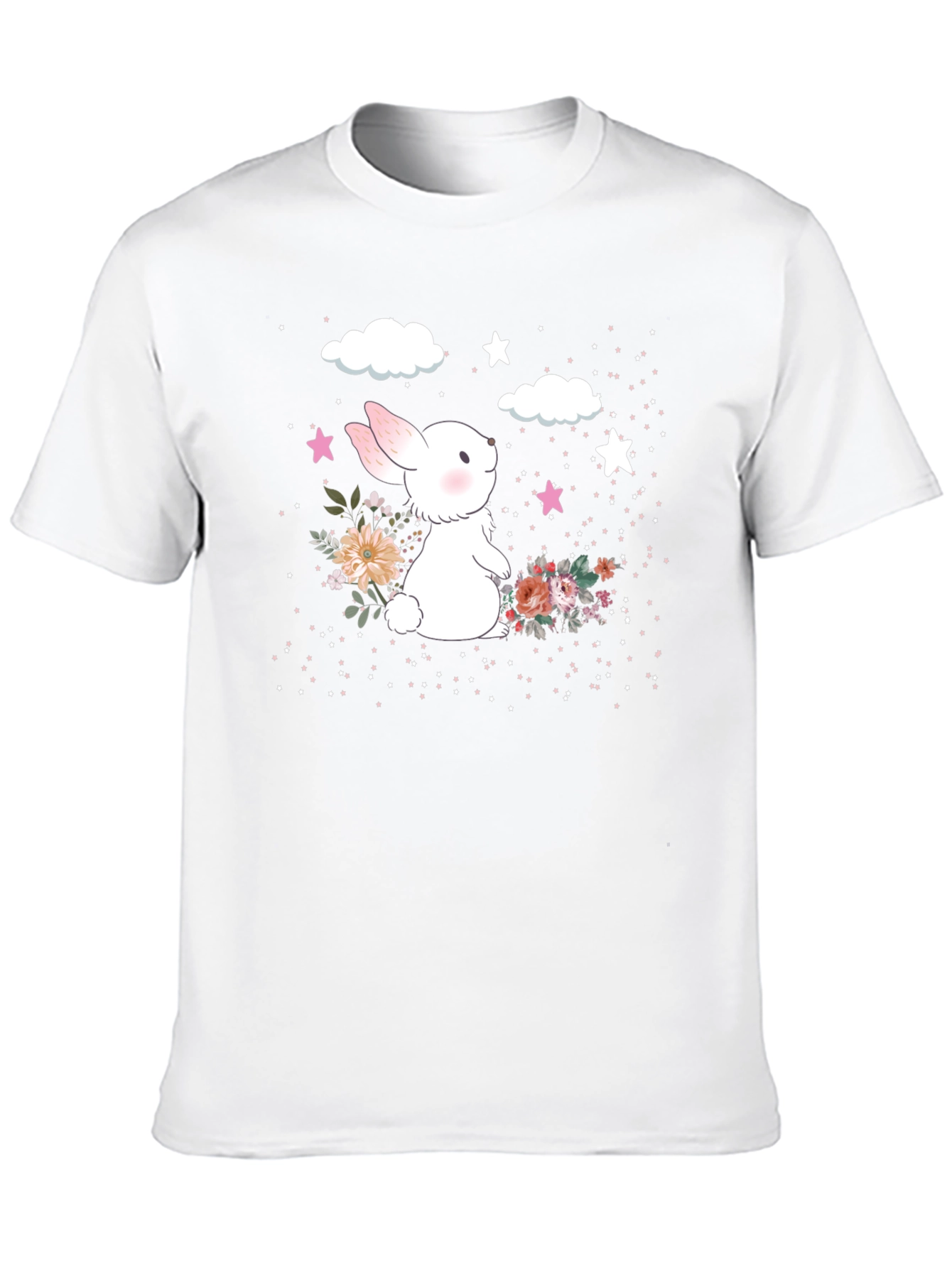 Cute Bunny Floral Graphic T-Shirt