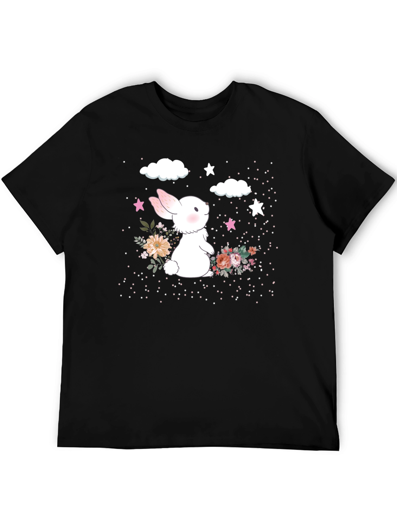 Cute Bunny Floral Graphic T-Shirt