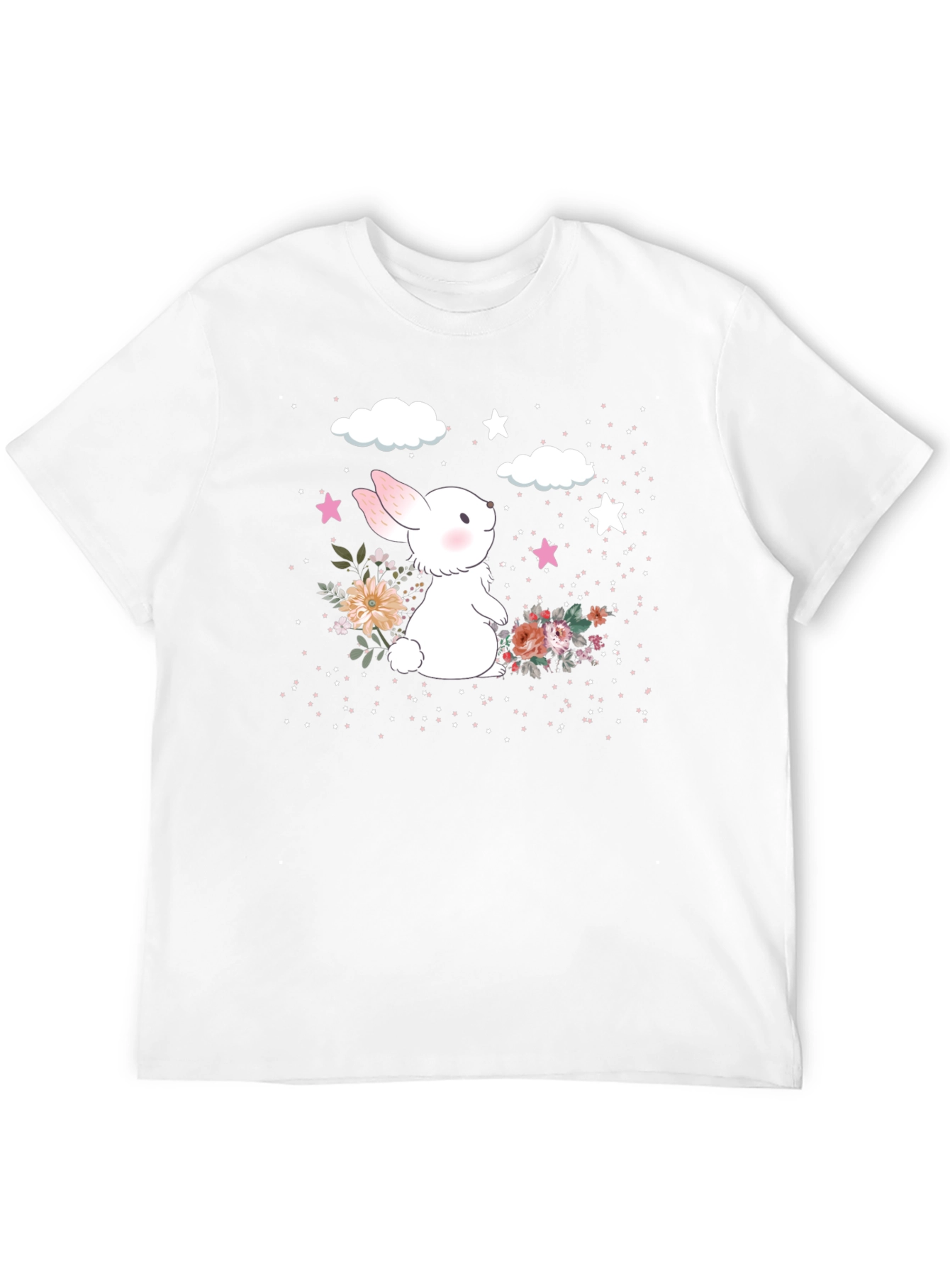 Cute Bunny Floral Graphic T-Shirt