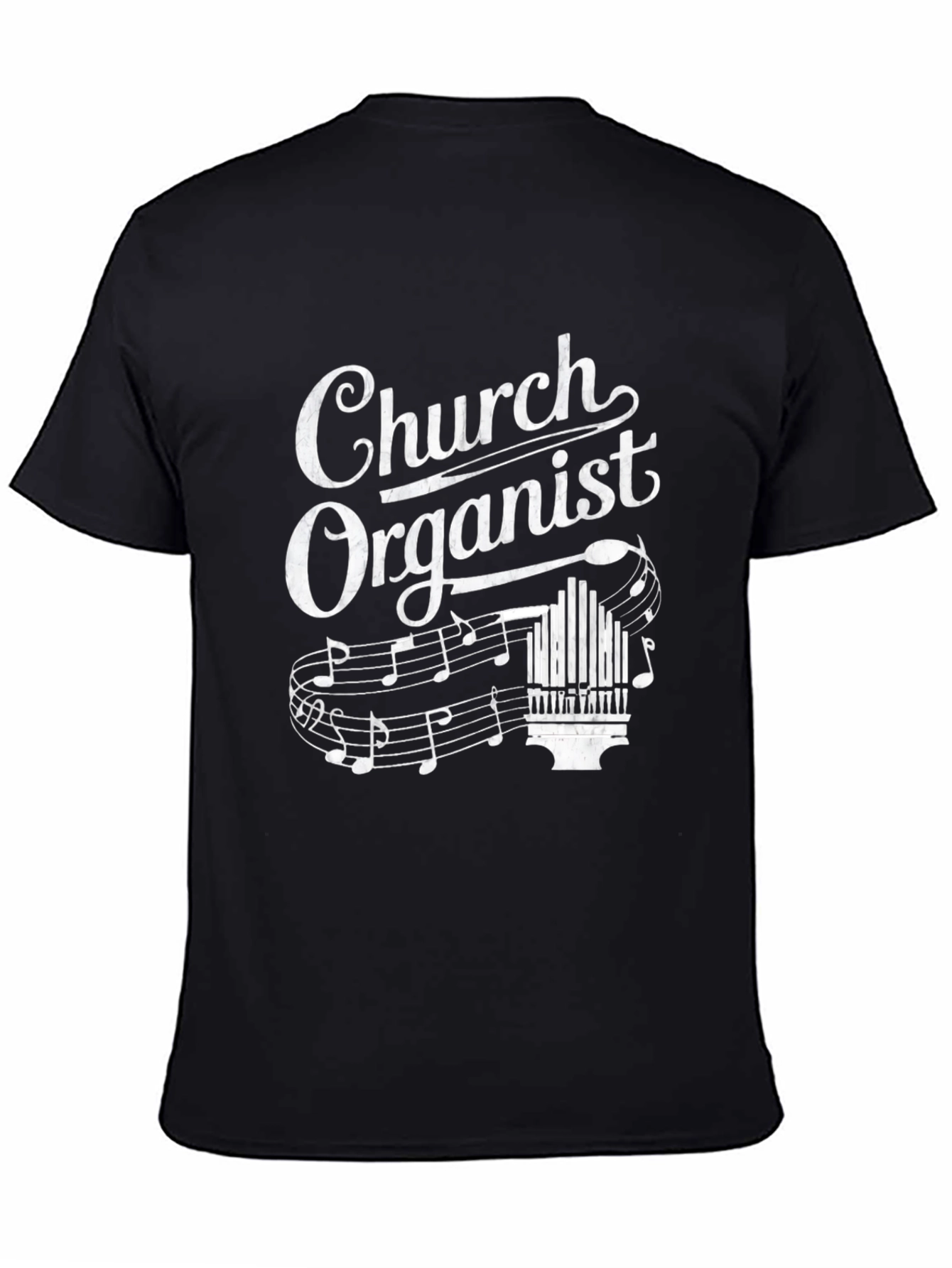 Church Organist T-Shirt - Music Notes Design