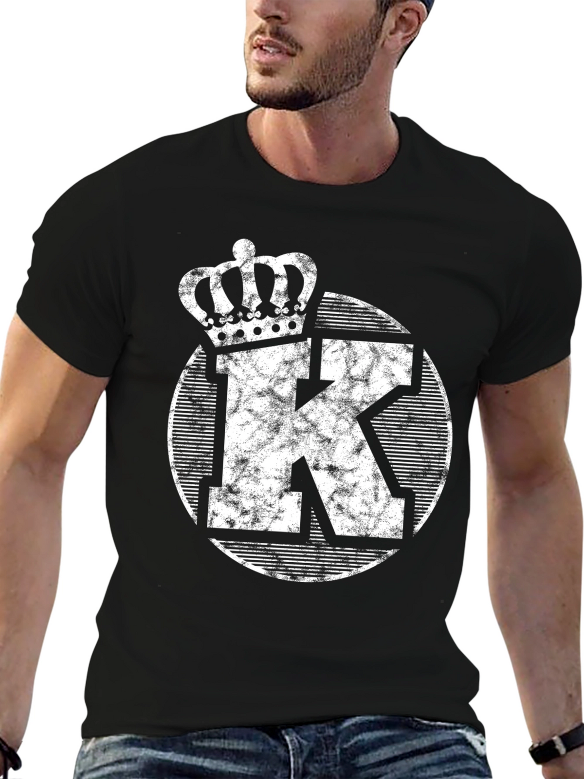 King K Black T-Shirt - Crowned Initial Tee