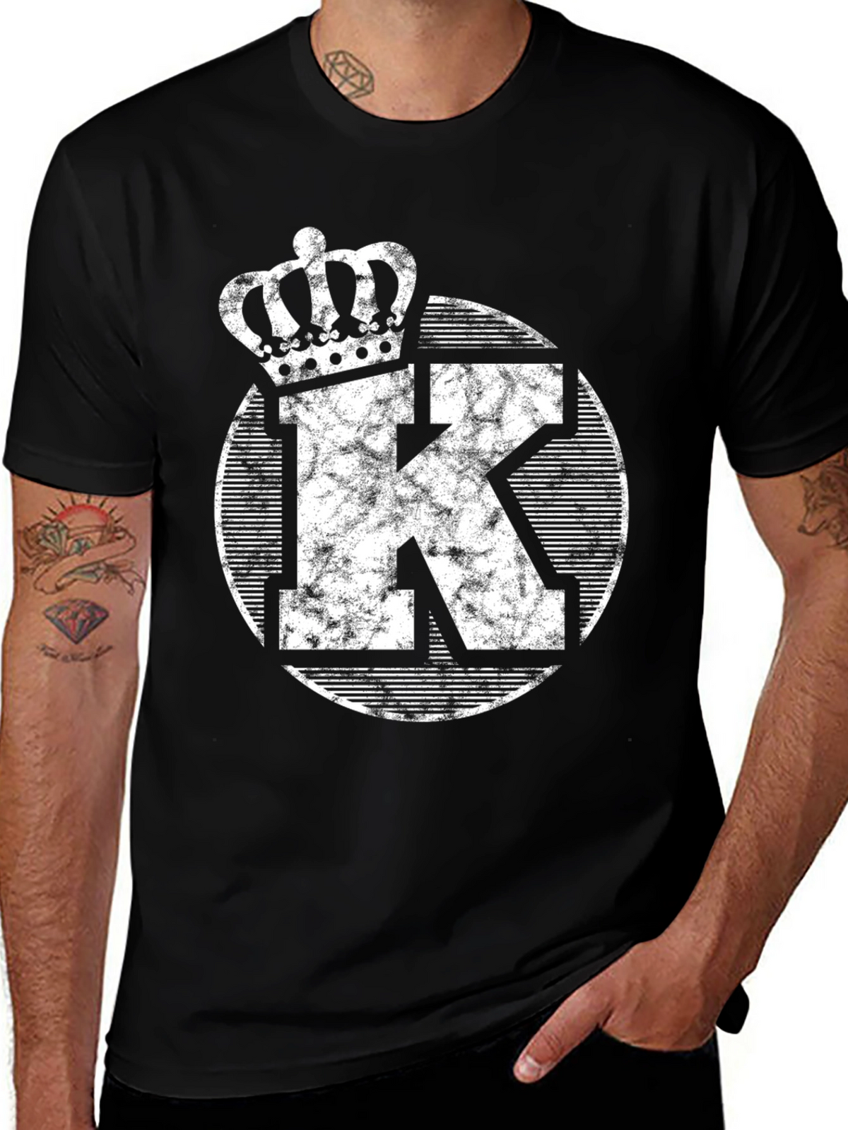 King K Black T-Shirt - Crowned Initial Tee