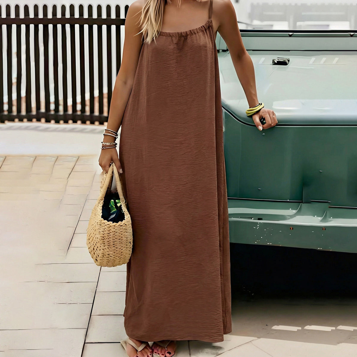 Women's Vacation Casual Simple Solid Color Sleeveless Backless Loose Dress