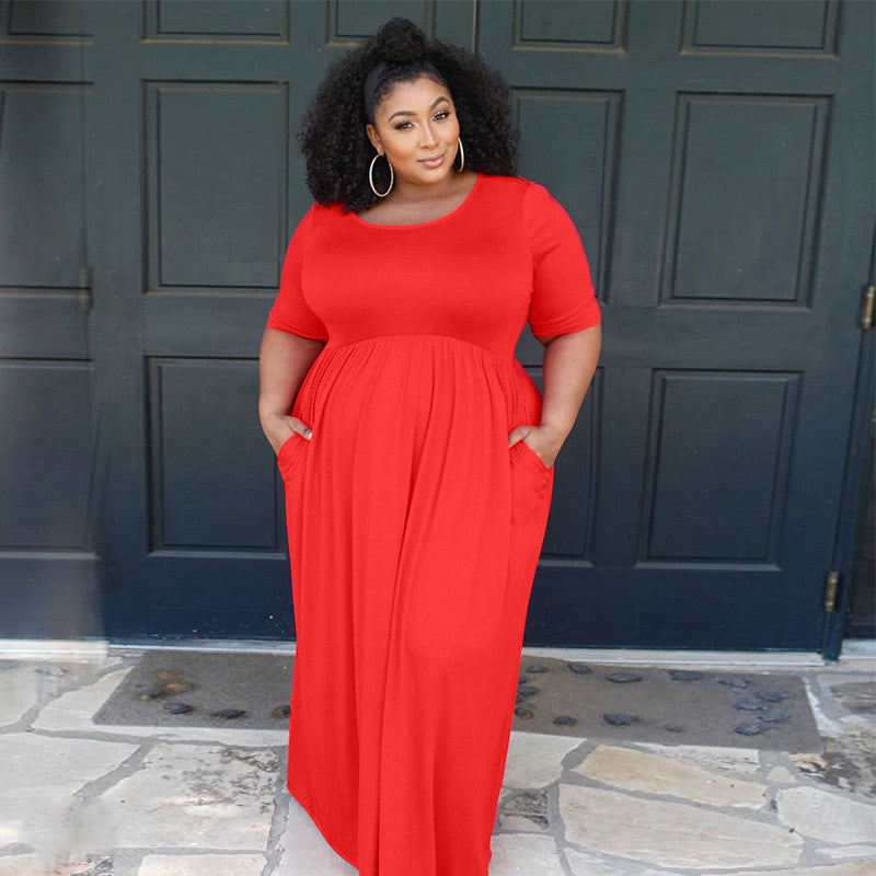 Women's Plus Size Sexy Swing Skirt Dress, Short Sleeve