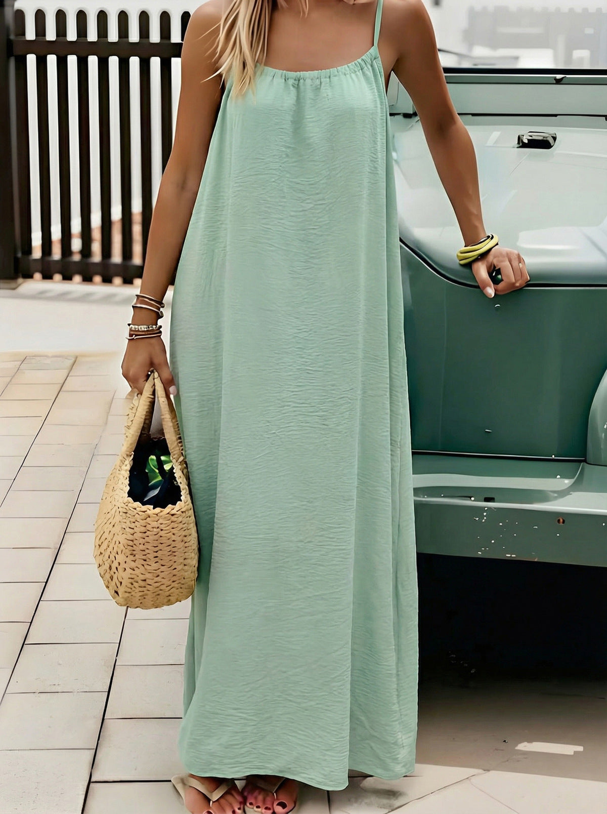 Women's Vacation Casual Simple Solid Color Sleeveless Backless Loose Dress