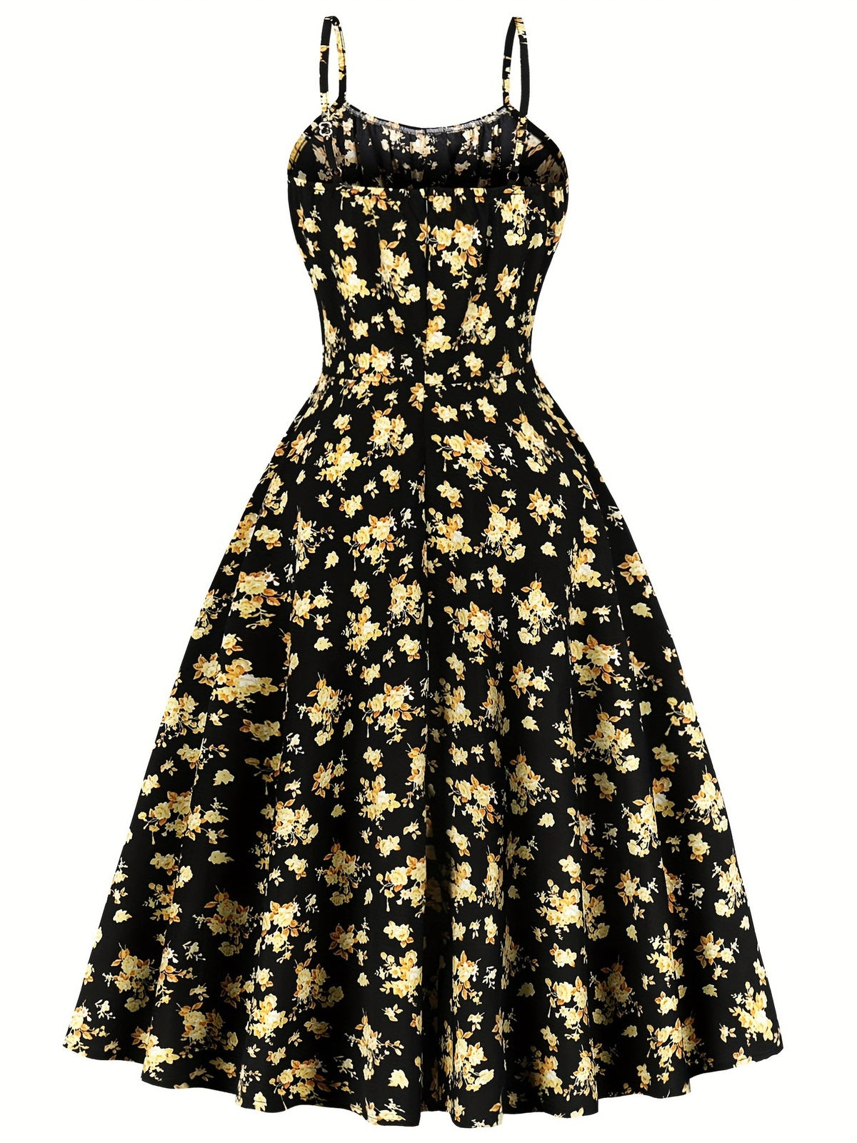 Women's Elegant Floral Printed Spaghetti Strap Loose Dress