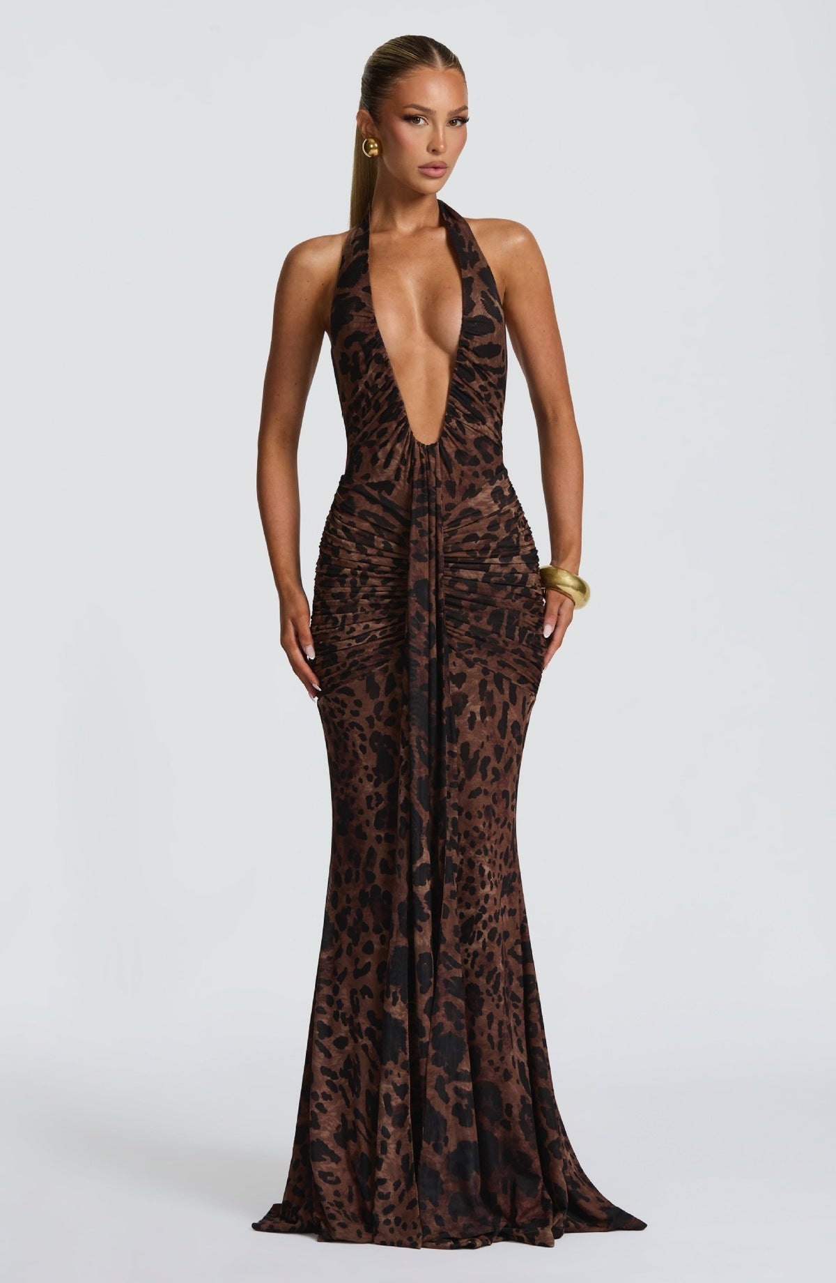 Women's Sexy Halter-Neck Backless Maxi Dress, Solid Color