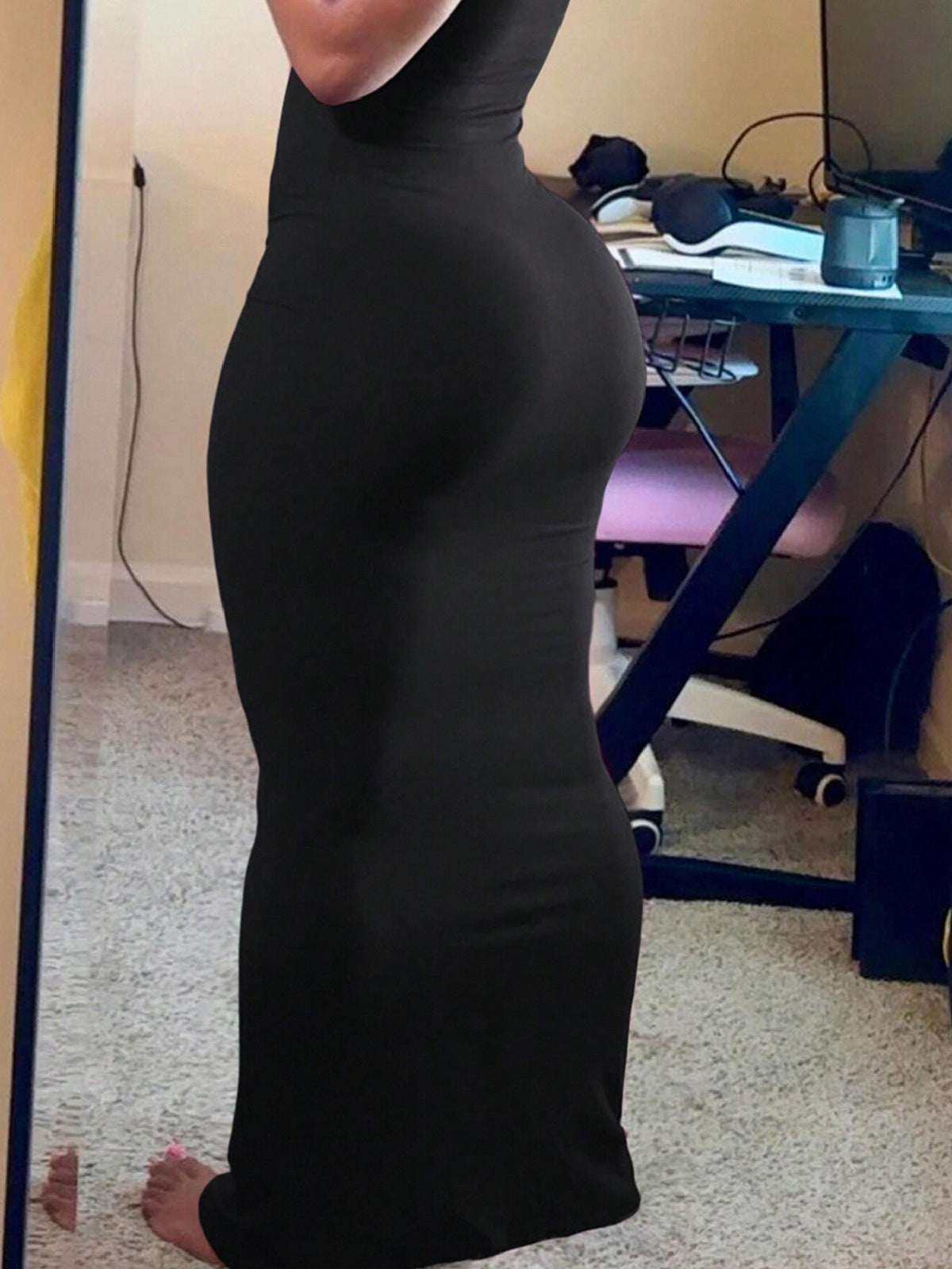 Women's Sexy Solid Color Short Sleeve Slim Fit Maxi Dress