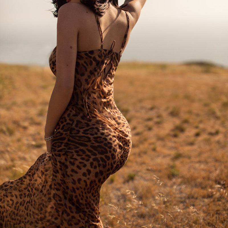 Women's Sexy Summer Leopard Spaghetti Strap Dress
