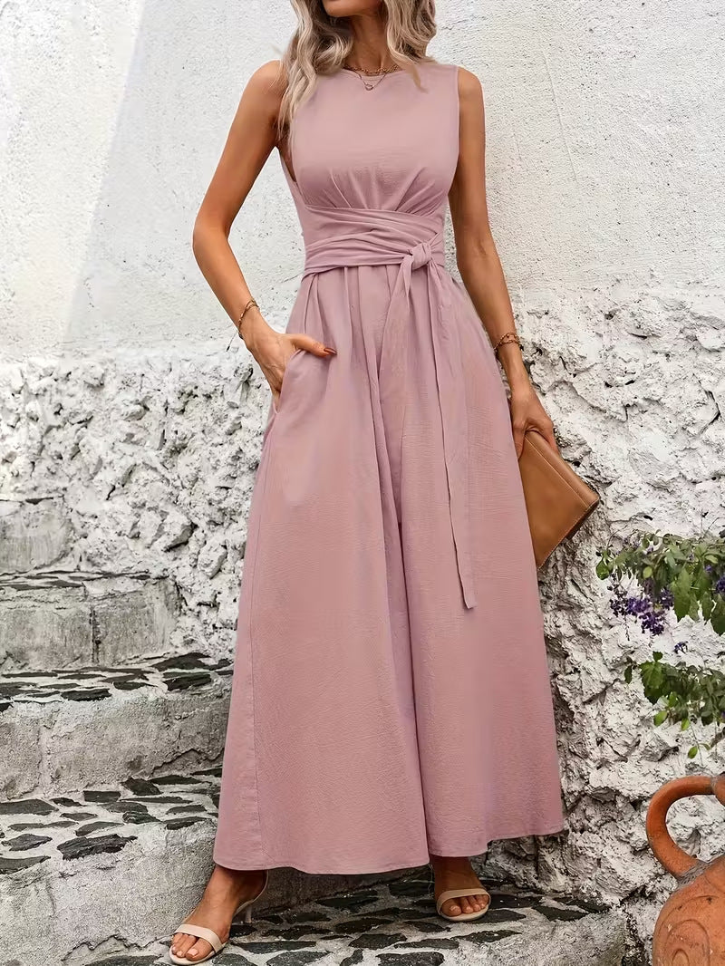 Women's Casual Solid Color Strap Sleeveless A-Line Dress