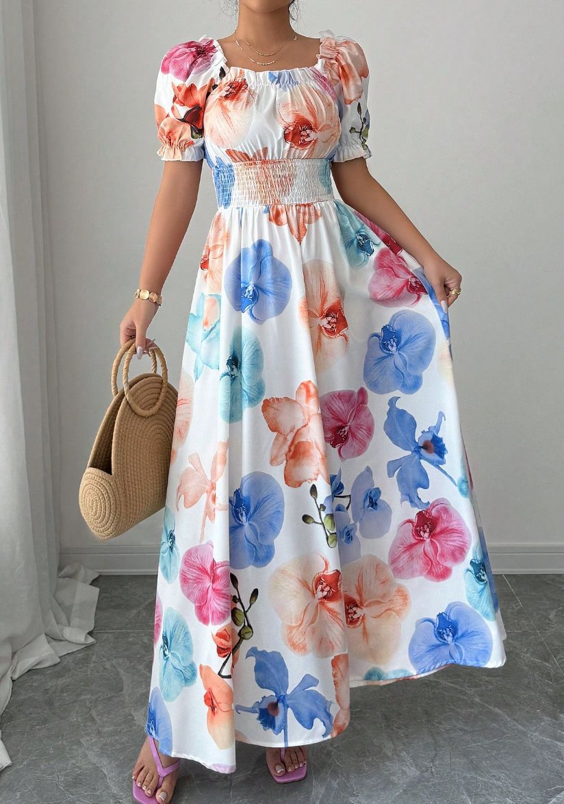 Women's Casual Summer Print Short Sleeve A-Line Dress