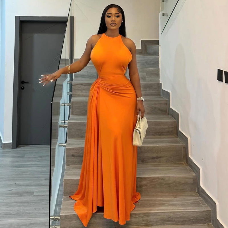 Women's Solid Color Sleeveless Maxi Dress