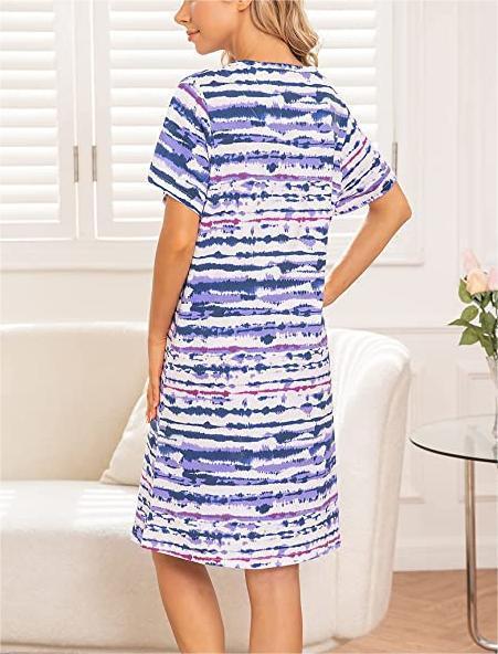 Women's Casual Summer Tie-Dye Short Sleeve Loose Dress