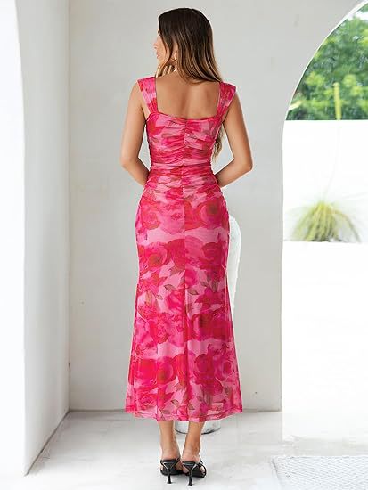 Women's Sexy Summer Flower Printed Sleeveless Backless Dress