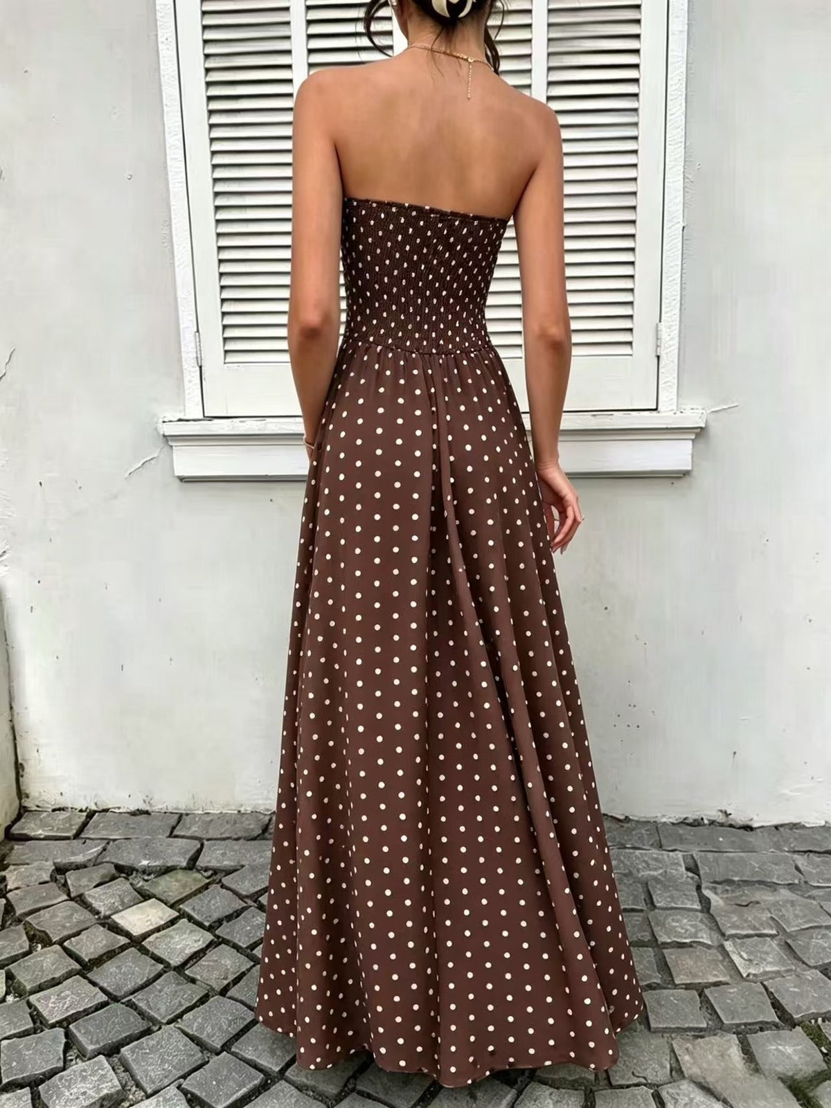 Women's Sexy Elegant Summer Polka Dots Tube Top A-Line Dress