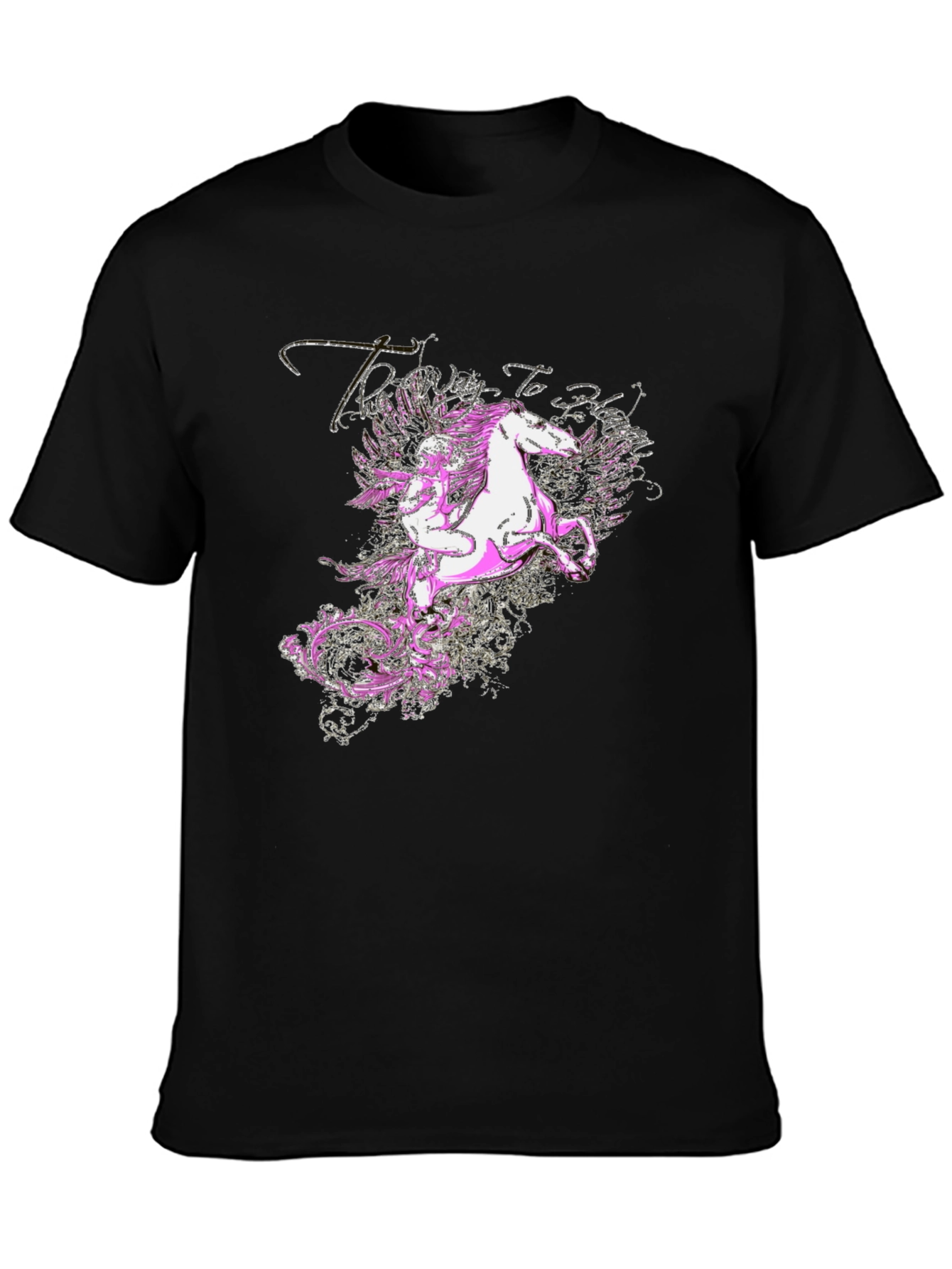 Mythical Pegasus Graphic Tee - Black Cotton Blend