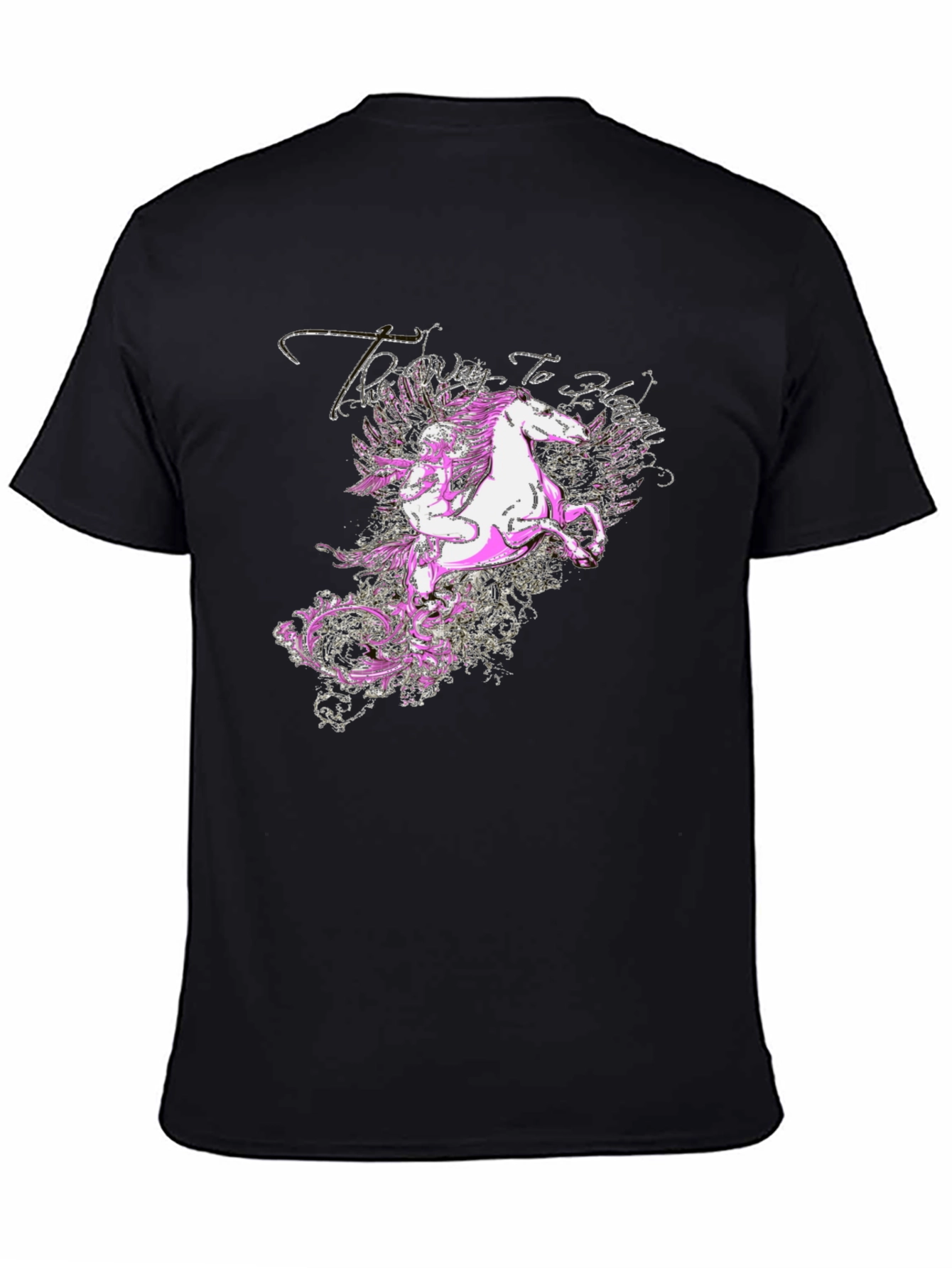 Mythical Pegasus Graphic Tee - Black Cotton Blend