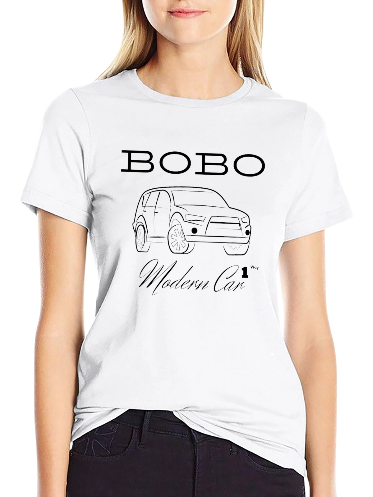 Mens Black Bobo Modern Car Graphic T-Shirt