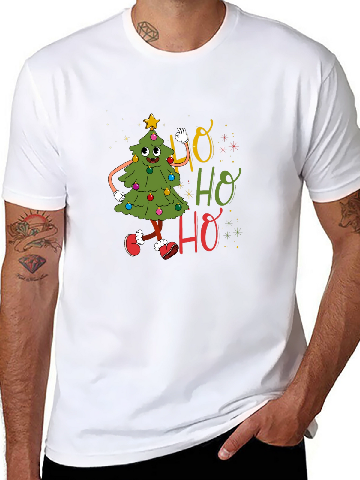 Festive Ho Ho Ho Christmas Tree Graphic Tee