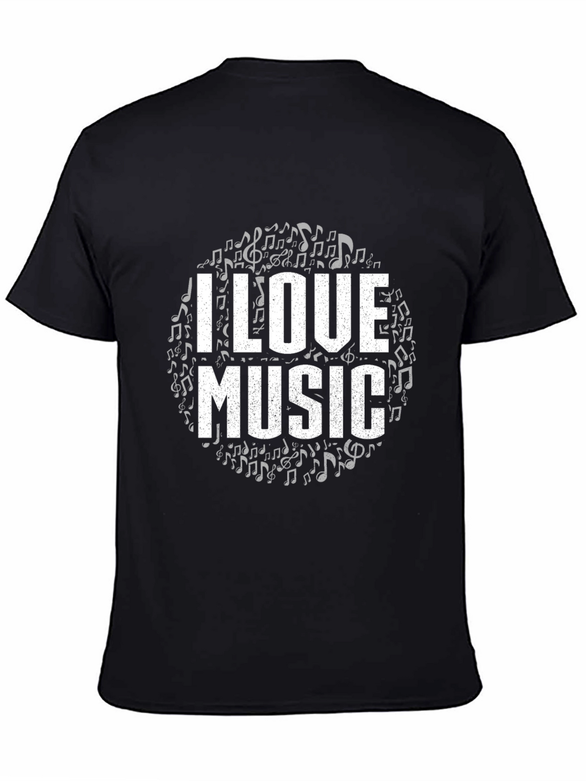 I Love Music Black Graphic Tee Shirt