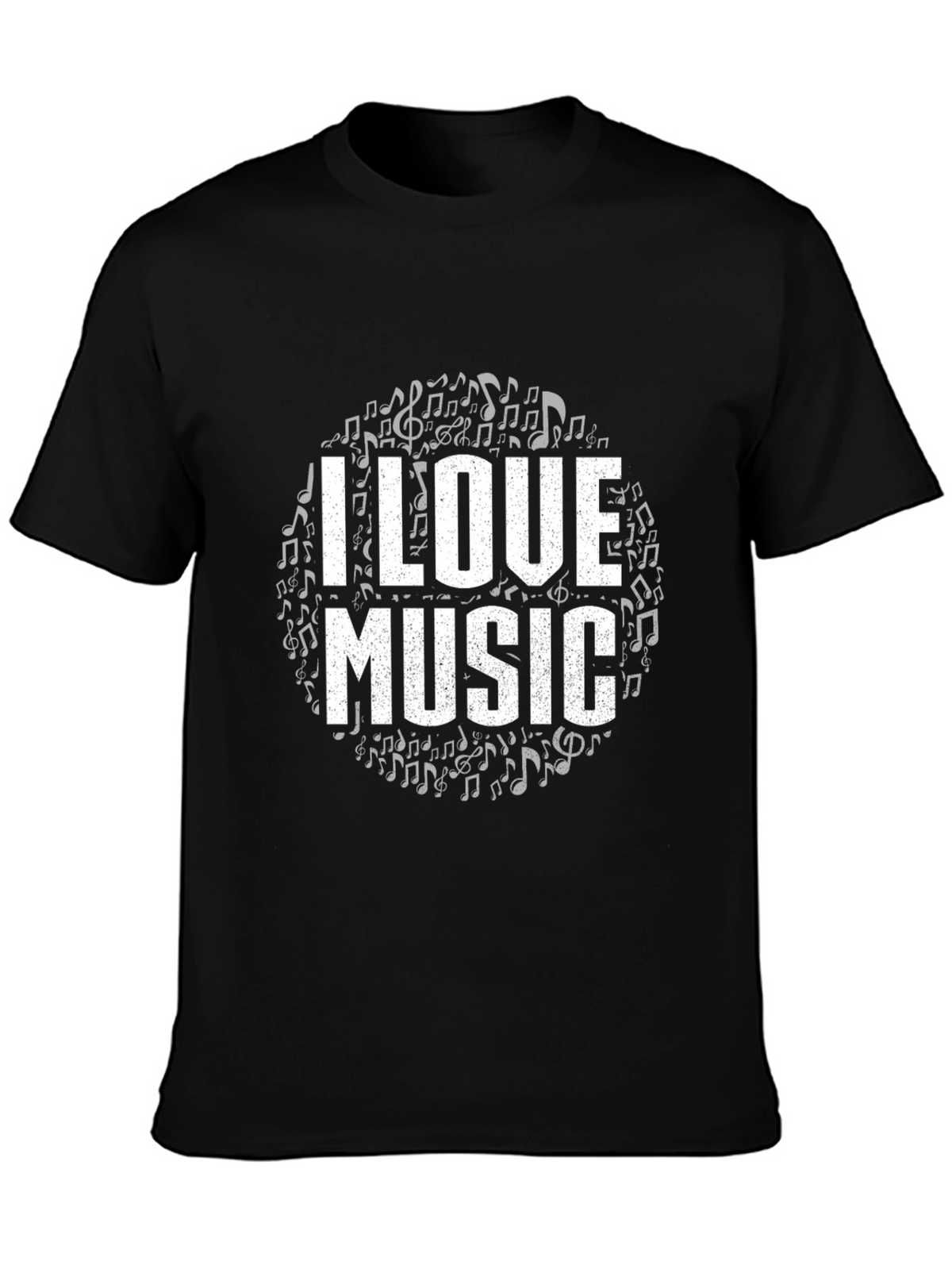 I Love Music Black Graphic Tee Shirt