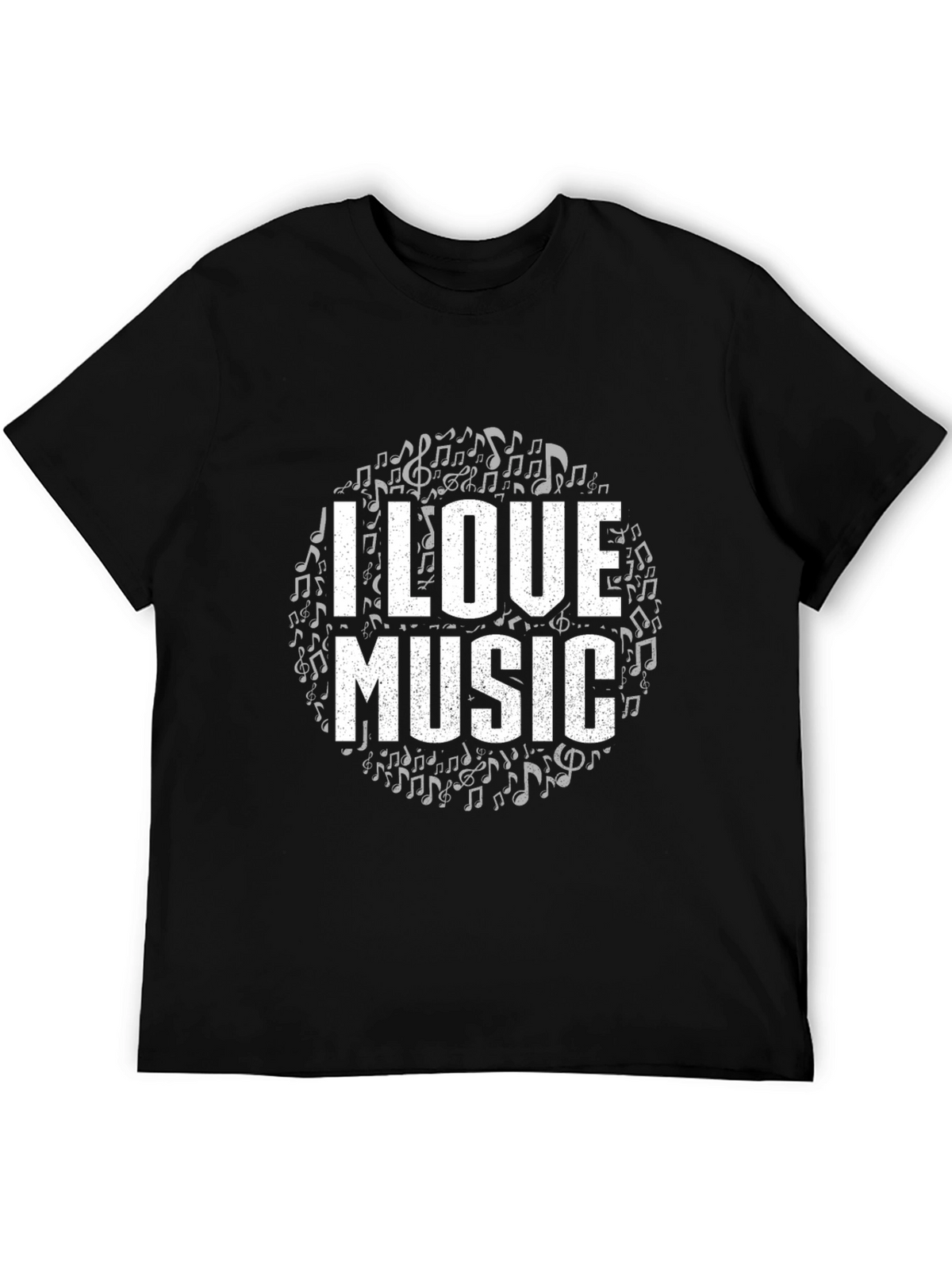 I Love Music Black Graphic Tee Shirt