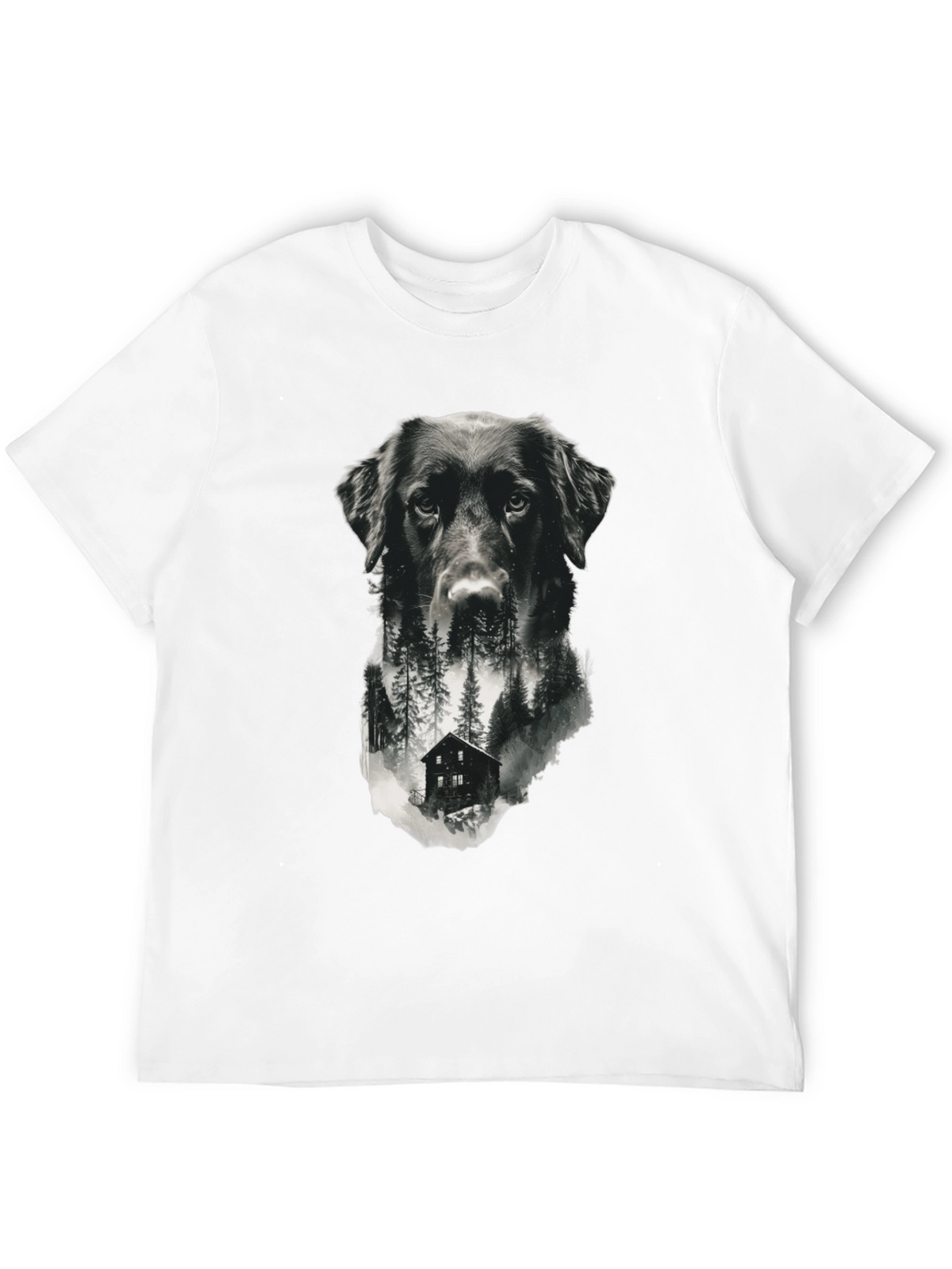 Dog & Cabin Graphic Tee - Nature Lovers Shirt