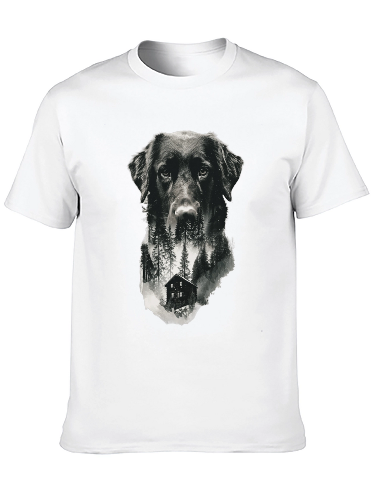 Dog & Cabin Graphic Tee - Nature Lovers Shirt