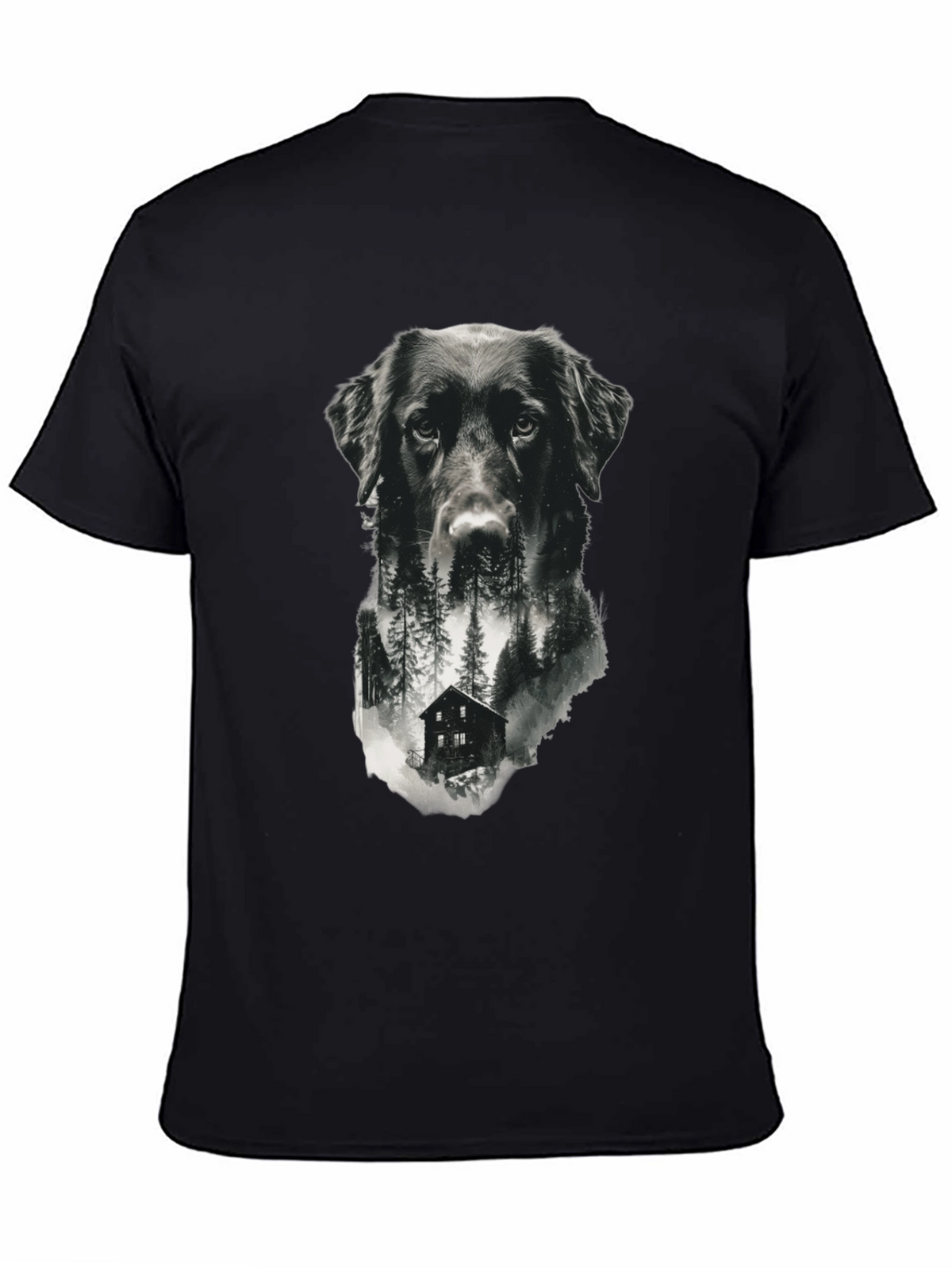 Dog & Cabin Graphic Tee - Nature Lovers Shirt