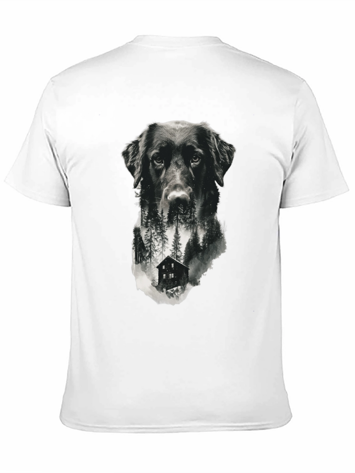 Dog & Cabin Graphic Tee - Nature Lovers Shirt