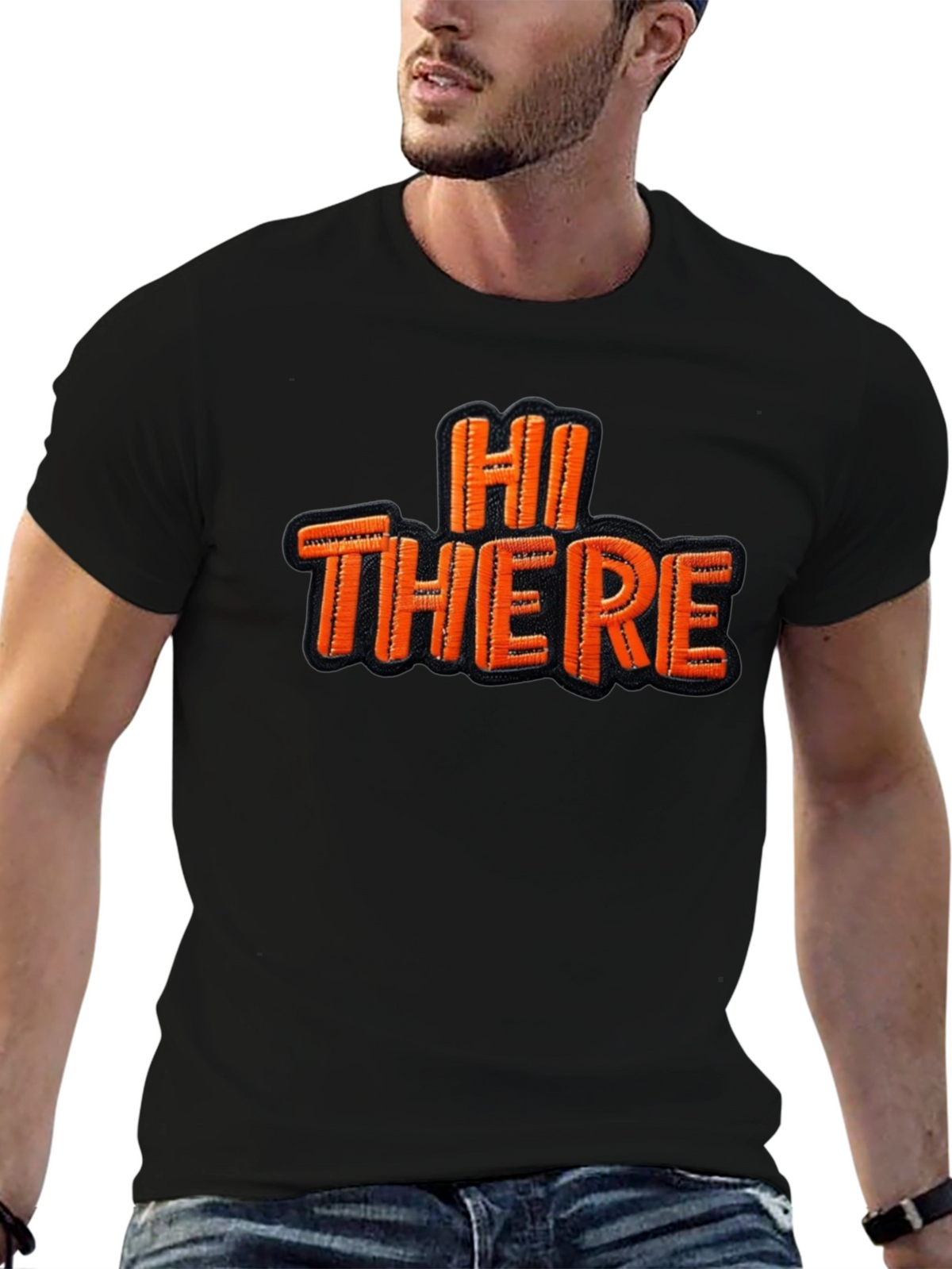 Hi There Graphic Tee - Classic Black Cotton T-Shirt