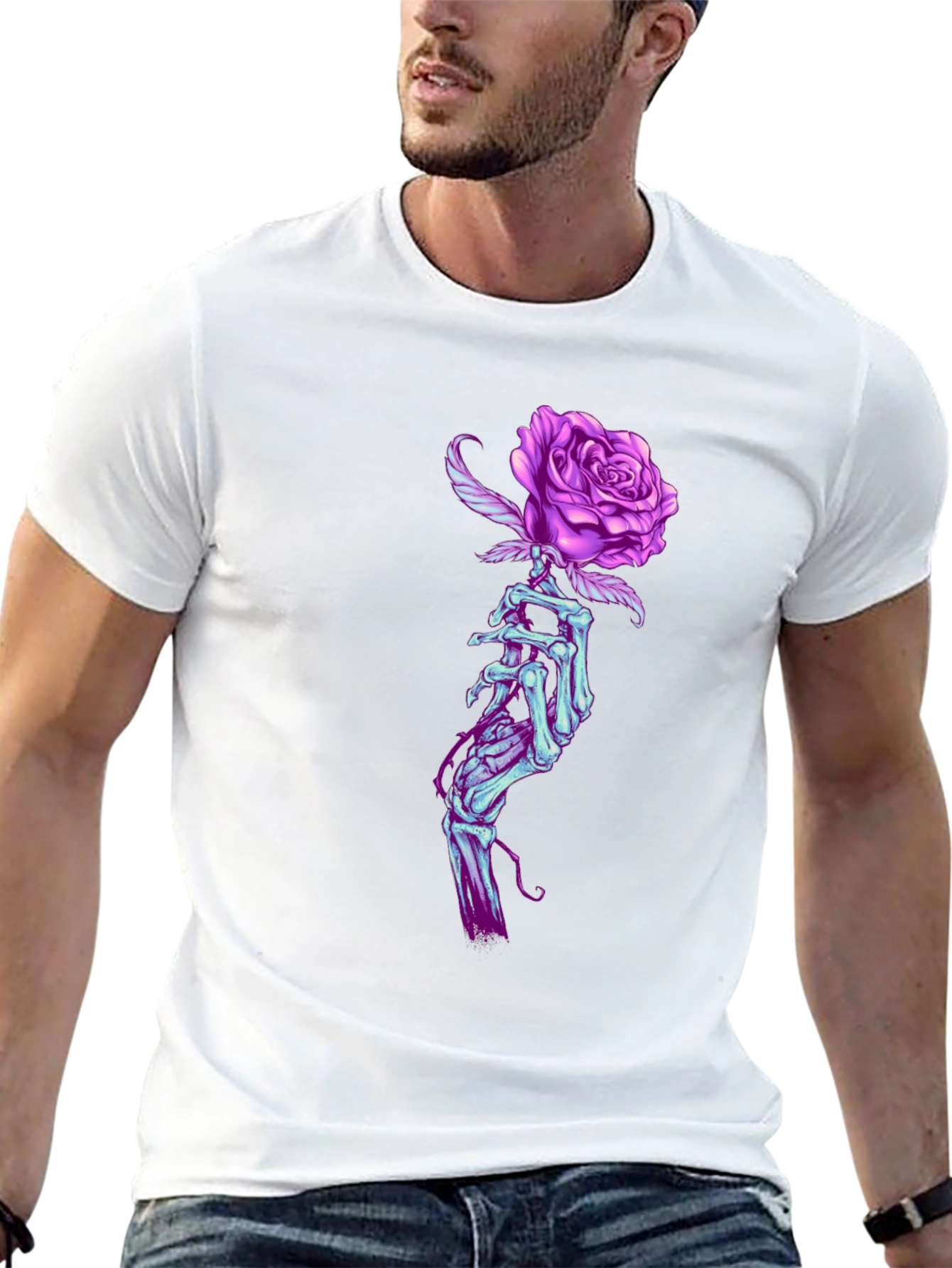 Rose Hand Graphic T-Shirt - Black