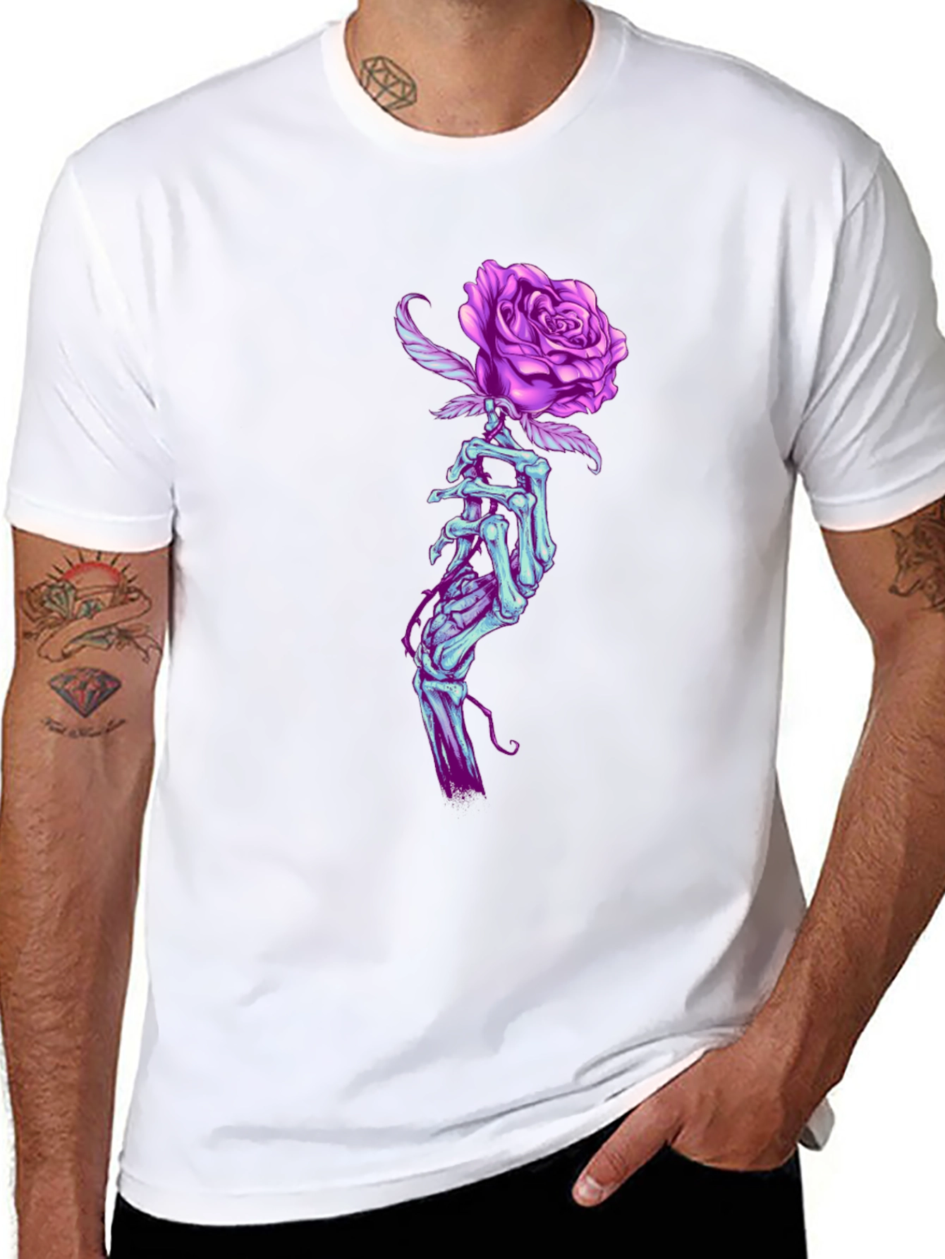 Rose Hand Graphic T-Shirt - Black