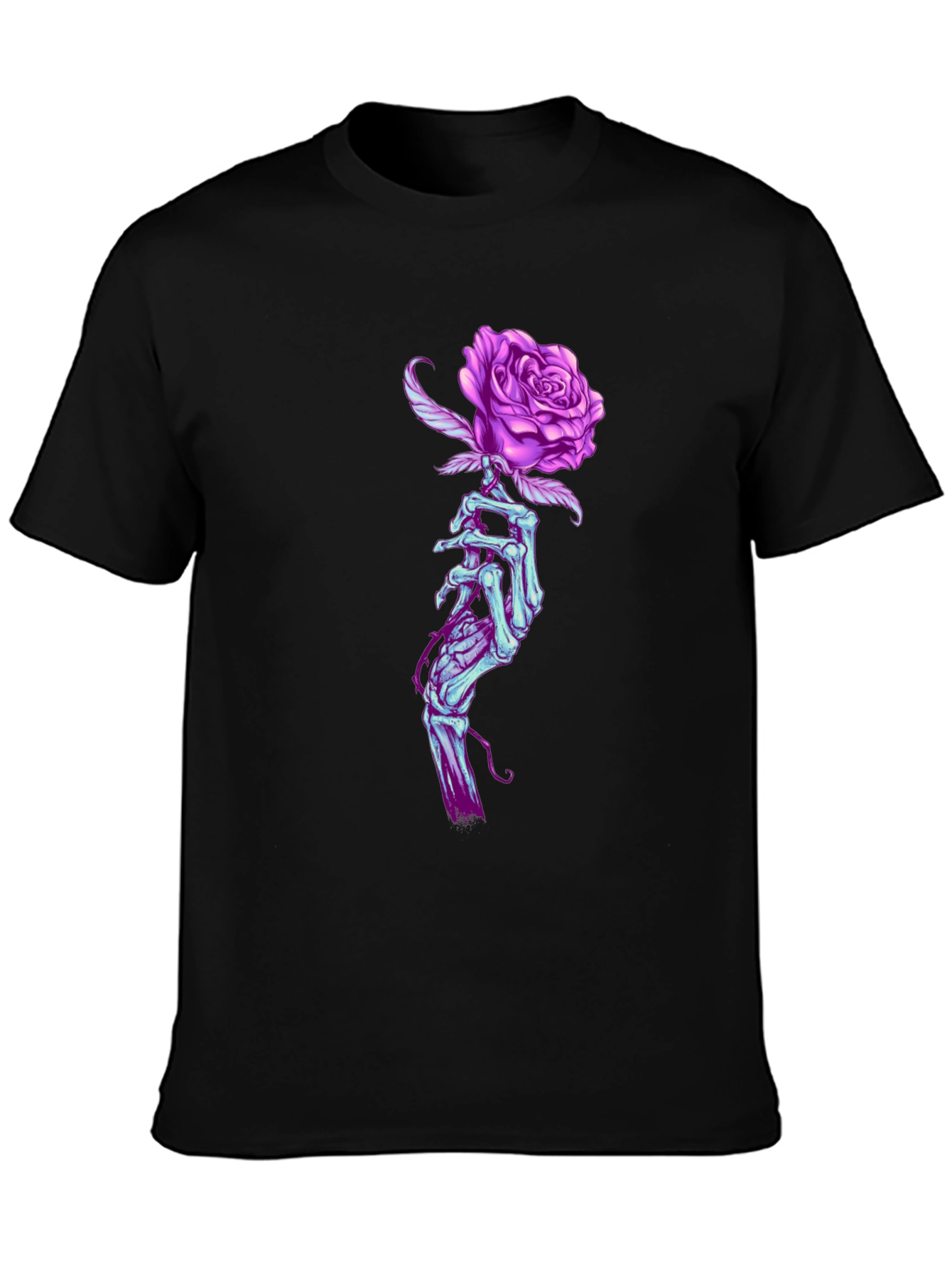 Rose Hand Graphic T-Shirt - Black
