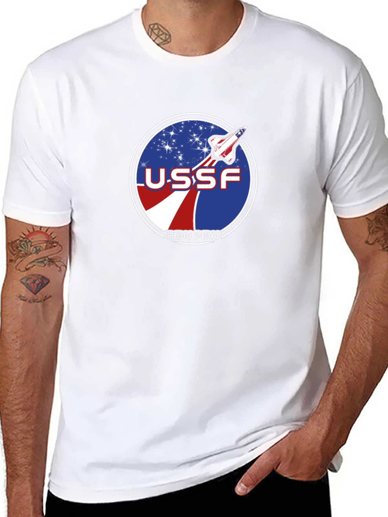 USSF Pew Pew Space Force Graphic T-Shirt