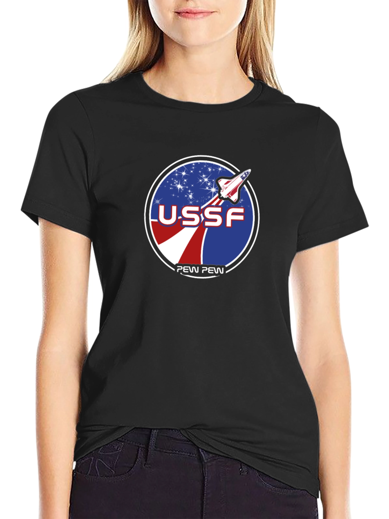 USSF Pew Pew Space Force Graphic T-Shirt
