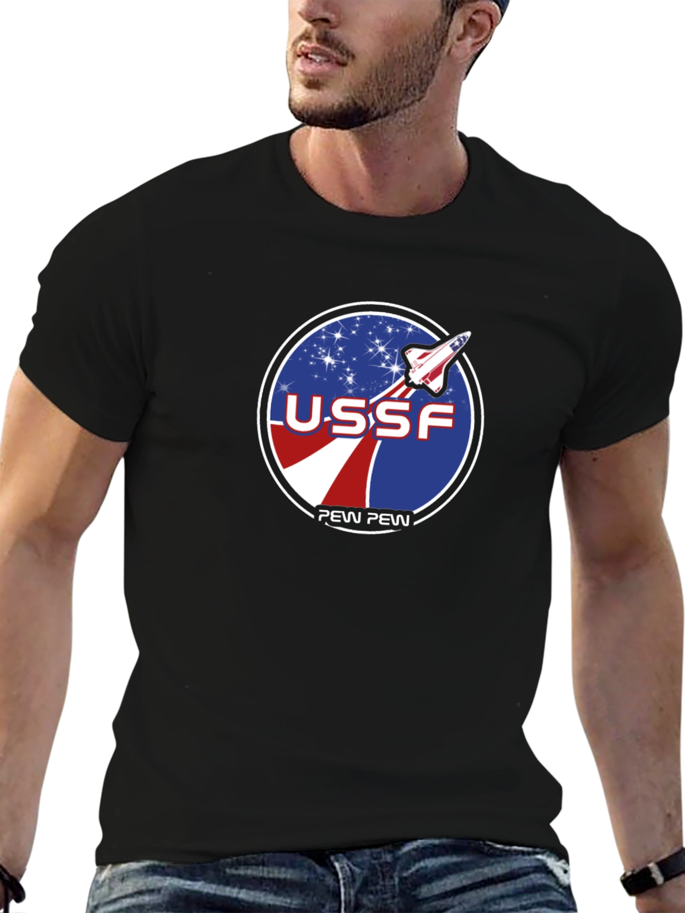 USSF Pew Pew Space Force Graphic T-Shirt
