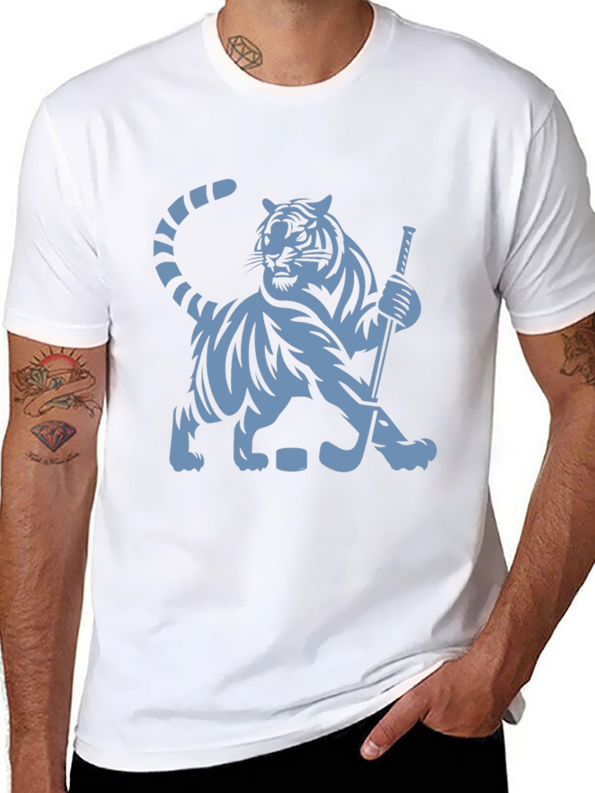 Hockey Tiger Graphic T-Shirt - Black