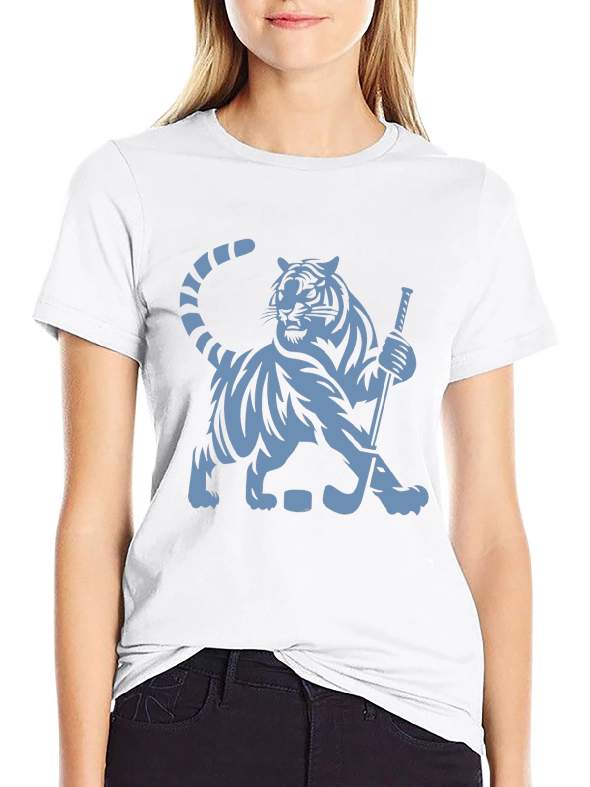 Hockey Tiger Graphic T-Shirt - Black