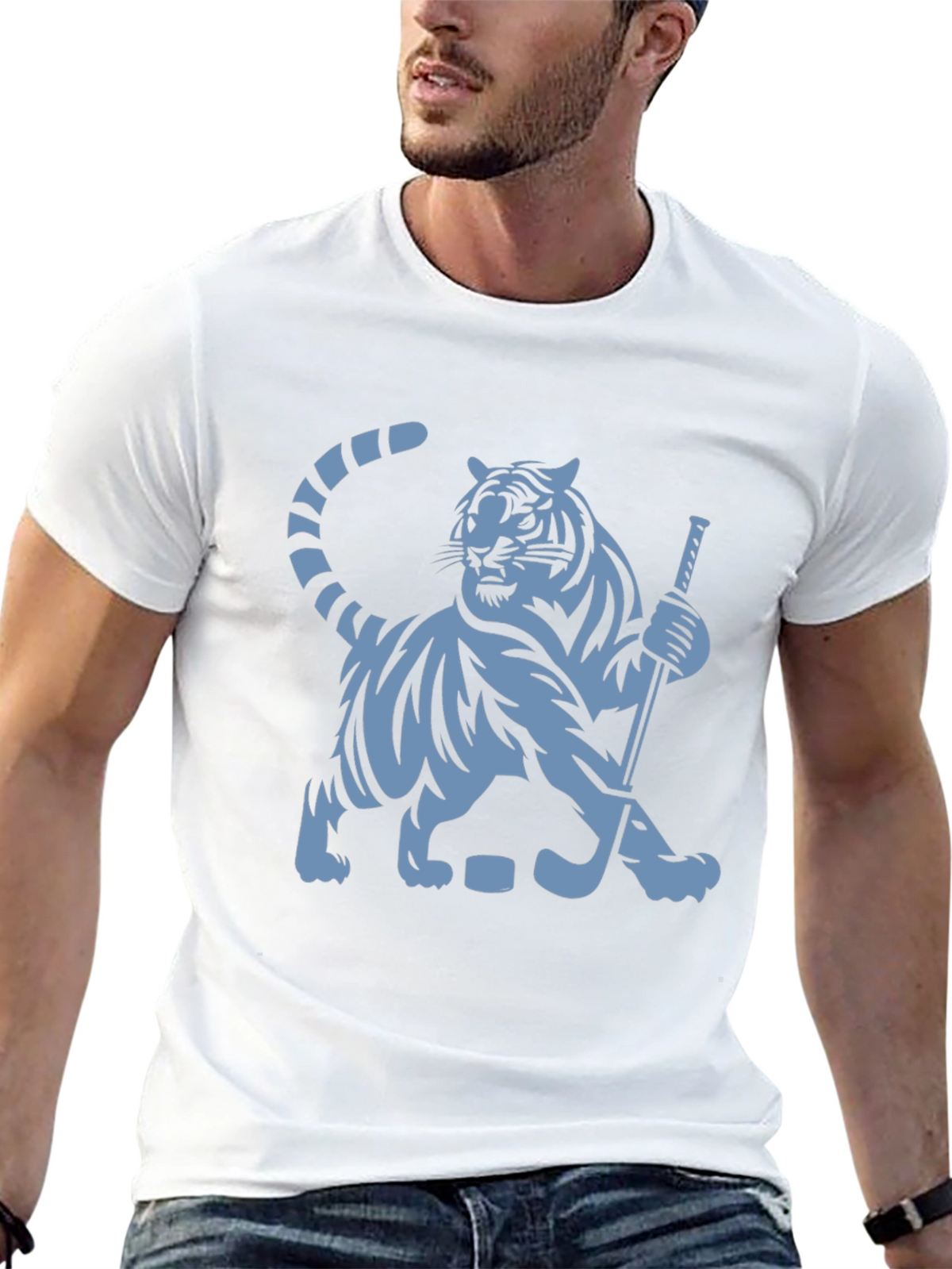 Hockey Tiger Graphic T-Shirt - Black