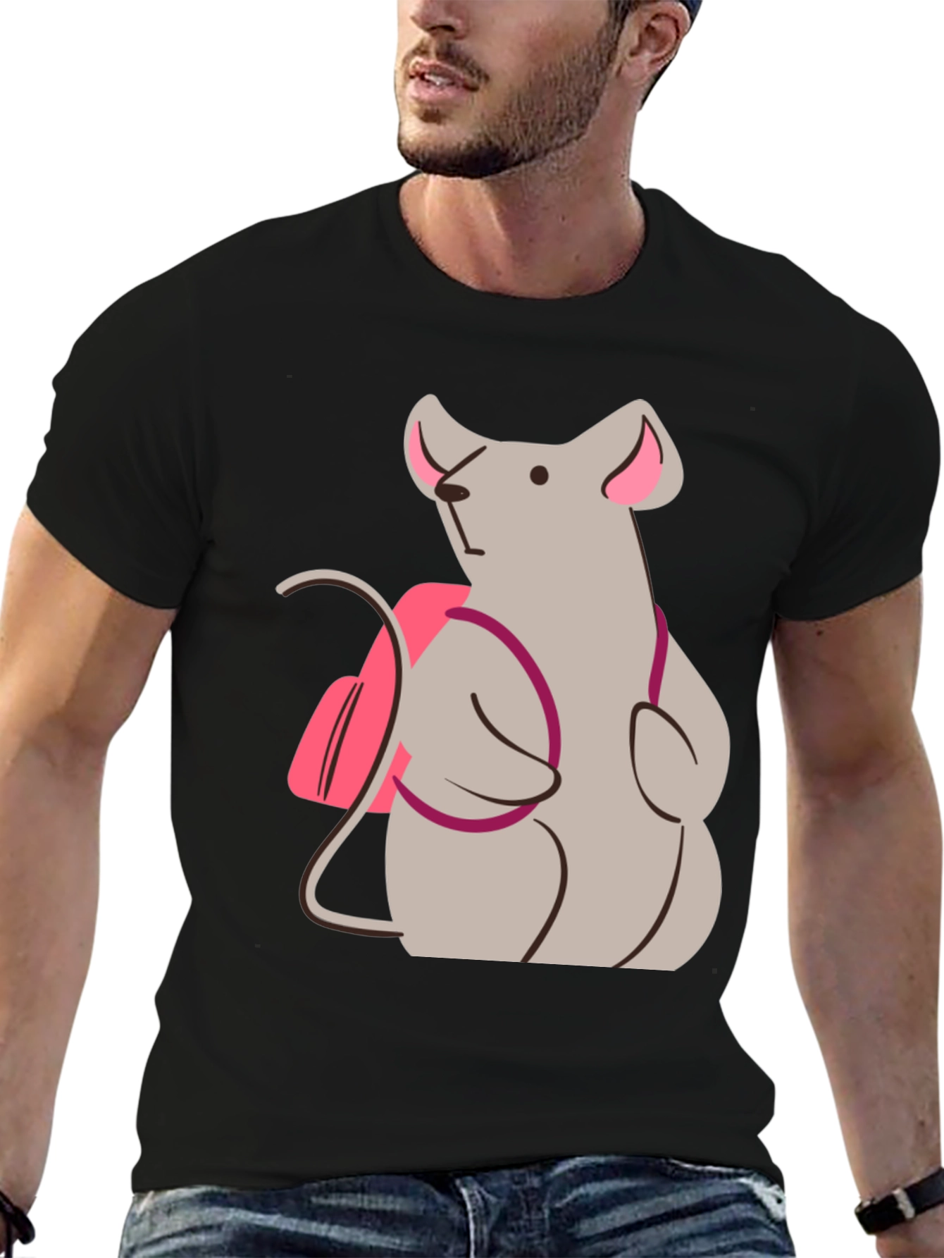 Whimsical Mouse Graphic Tee - Cute Animal T-Shirt