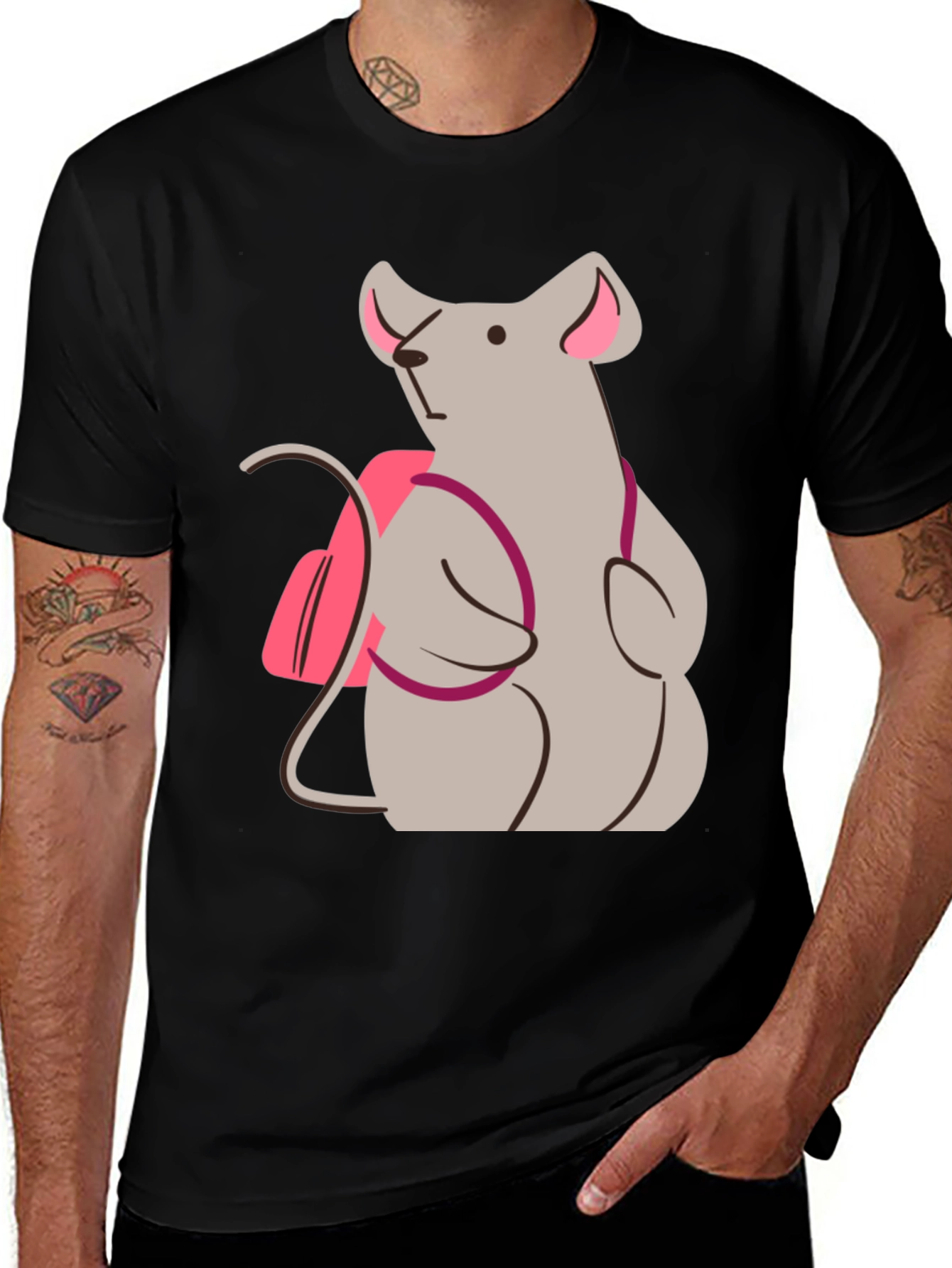 Whimsical Mouse Graphic Tee - Cute Animal T-Shirt