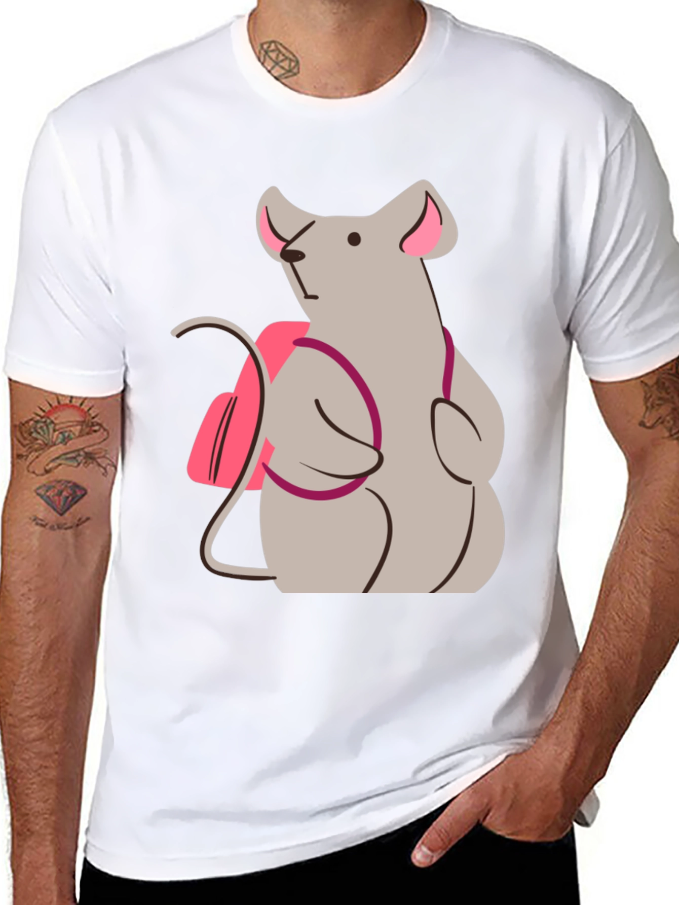 Whimsical Mouse Graphic Tee - Cute Animal T-Shirt