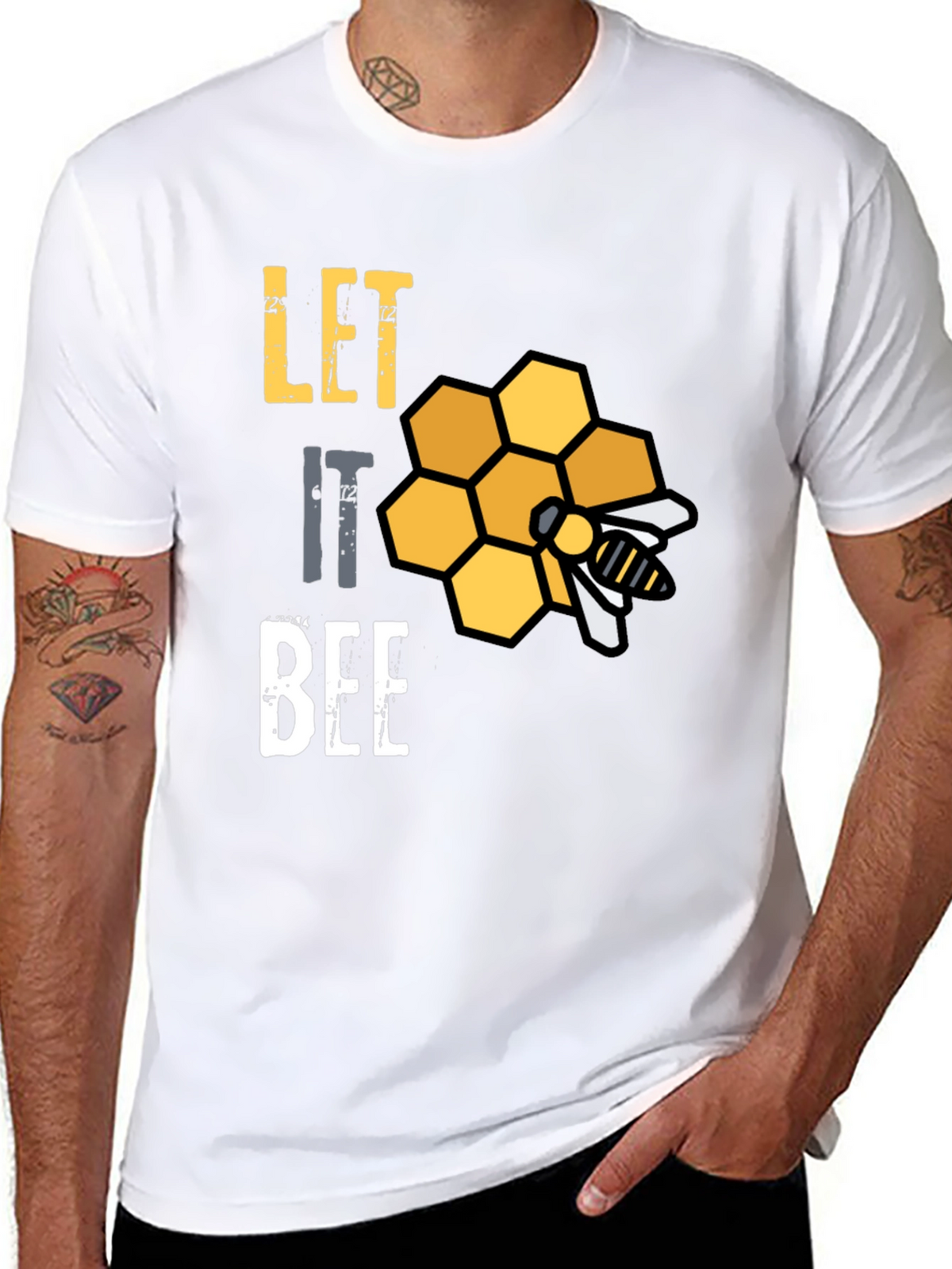 Let It Bee Graphic Tee - Unique Honeycomb Design